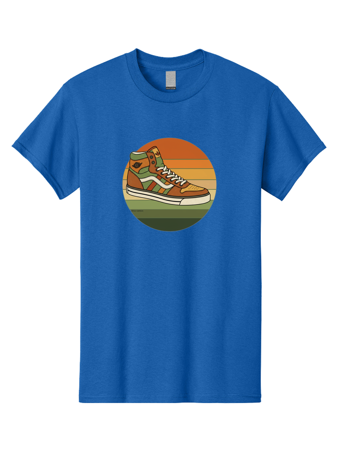 Vans-Shoes Men'S Graphic Tee, 100% Cotton, Comfortable Casual Summer Wear, Machine Washable, Vans Sneaker, Streetwear Fashion, Casual Footwear, Skateboarding Shoes, Green And Brown Color Scheme, High-Top Design, White Laces, Bab567 15