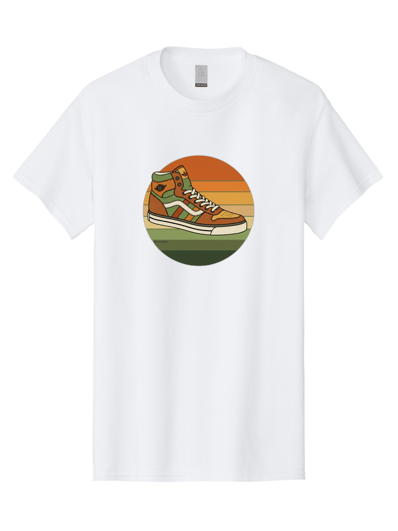 Vans-Shoes Men'S Graphic Tee, 100% Cotton, Comfortable Casual Summer Wear, Machine Washable, Vans Sneaker, Streetwear Fashion, Casual Footwear, Skateboarding Shoes, Green And Brown Color Scheme, High-Top Design, White Laces, Bab567 12