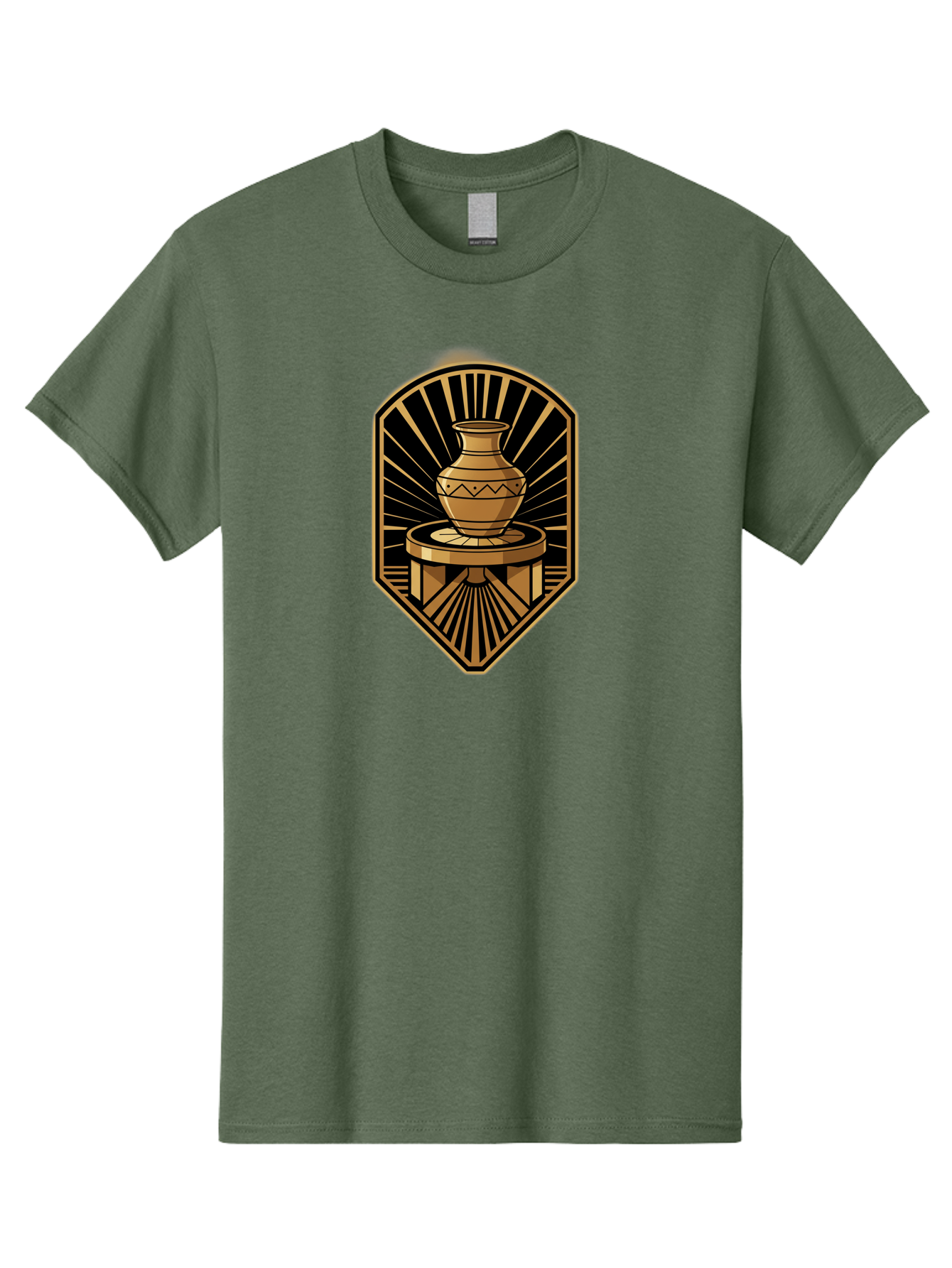 Vase-On-Pedestal Men'S Graphic Tee, 100% Cotton, Comfortable Casual Summer Wear, Machine Washable, Golden Vase, Decorative Pot, Ornate Design, Geometric Patterns, Luxurious Feel, Ancient Artifact, Stylish Decor, Elegant Display, Bab569 3