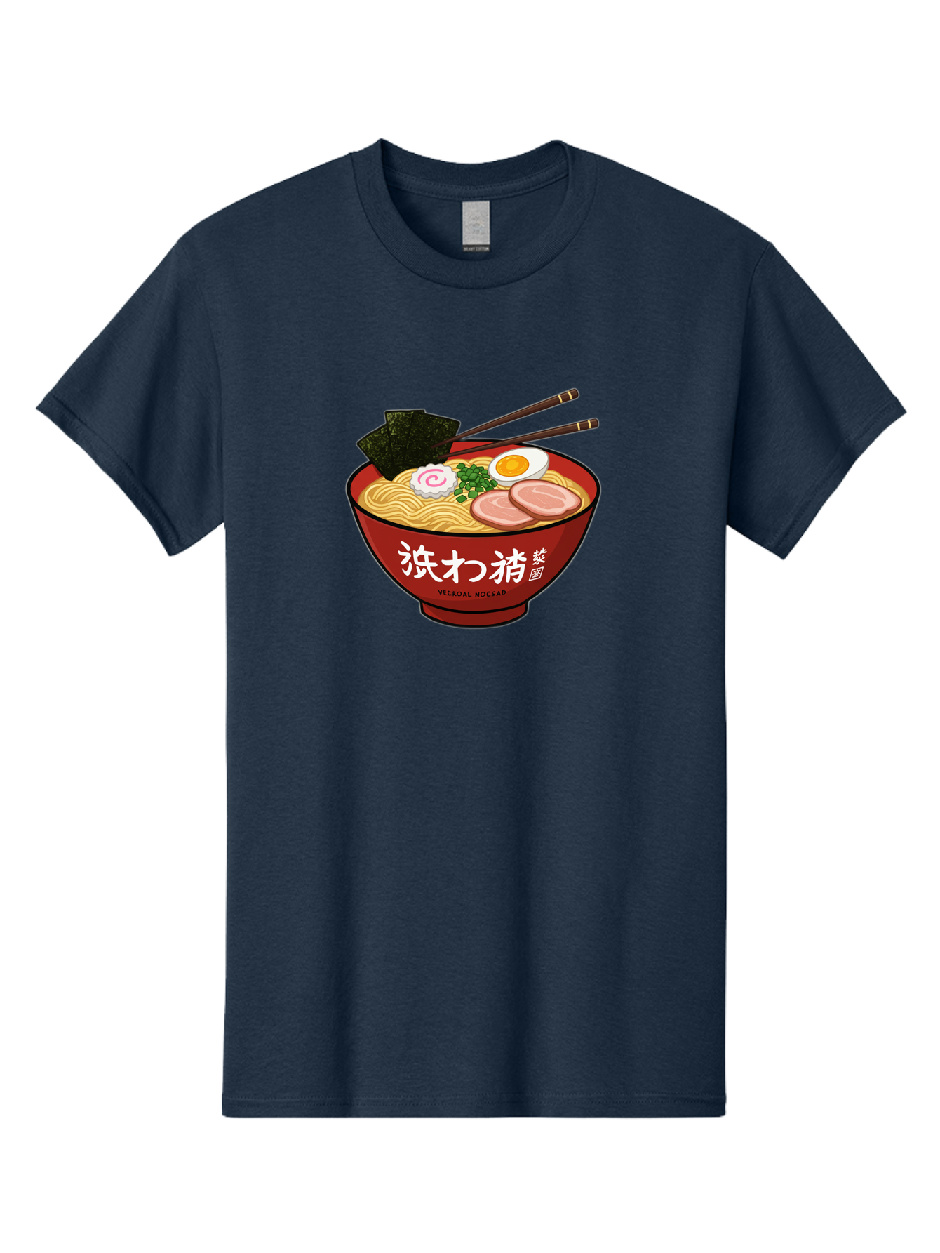 Velqal-Woosap Men'S Graphic Tee, 100% Cotton, Comfortable Casual Summer Wear, Machine Washable, Ramen Noodles, Egg, Seaweed, Pork Slices, Asian Cuisine, Japanese Food, Noodle Soup, Chopsticks, Velogal Woccar Bab570 4