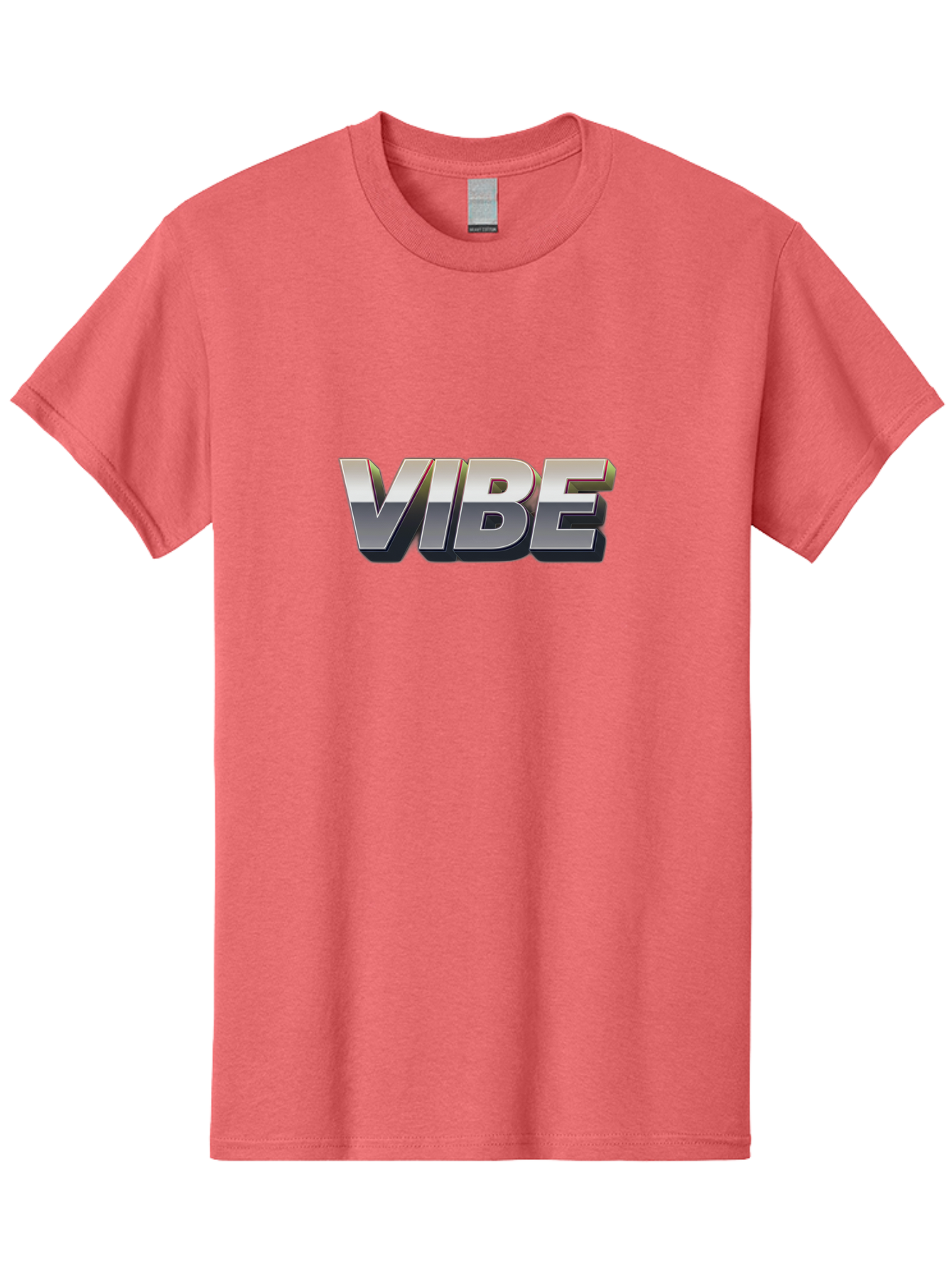 Vibe Men'S Graphic Tee, 100% Cotton, Comfortable Casual Summer Wear, Machine Washable, Vibe, Silver Text, Modern Font, Bold Typography, Sleek Design, Futuristic Style, Trendy Aesthetic, Contemporary Graphics, 3D Effect, Metallic Finish Bab571 11