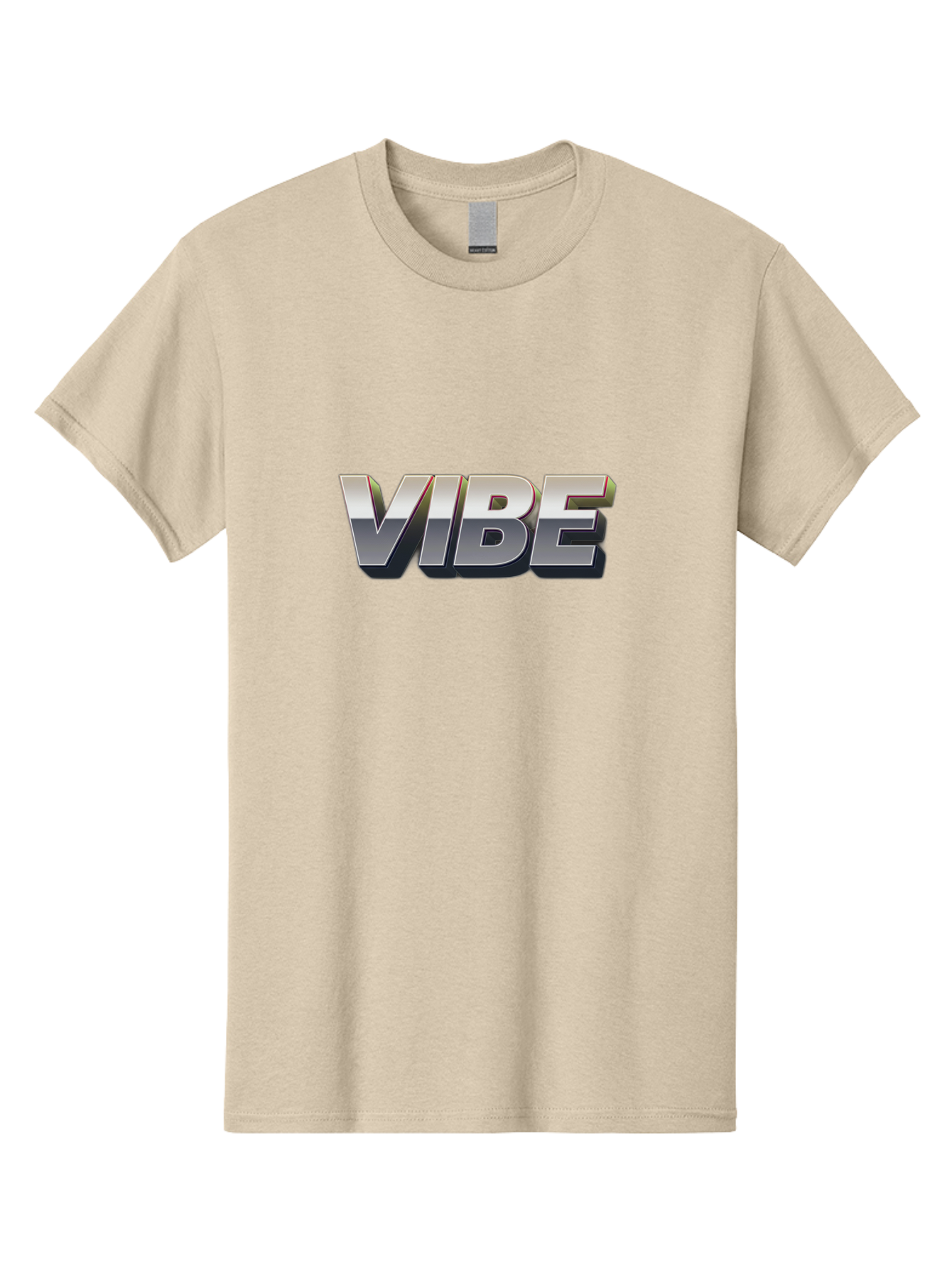 Vibe Men'S Graphic Tee, 100% Cotton, Comfortable Casual Summer Wear, Machine Washable, Vibe, Silver Text, Modern Font, Bold Typography, Sleek Design, Futuristic Style, Trendy Aesthetic, Contemporary Graphics, 3D Effect, Metallic Finish Bab571 15