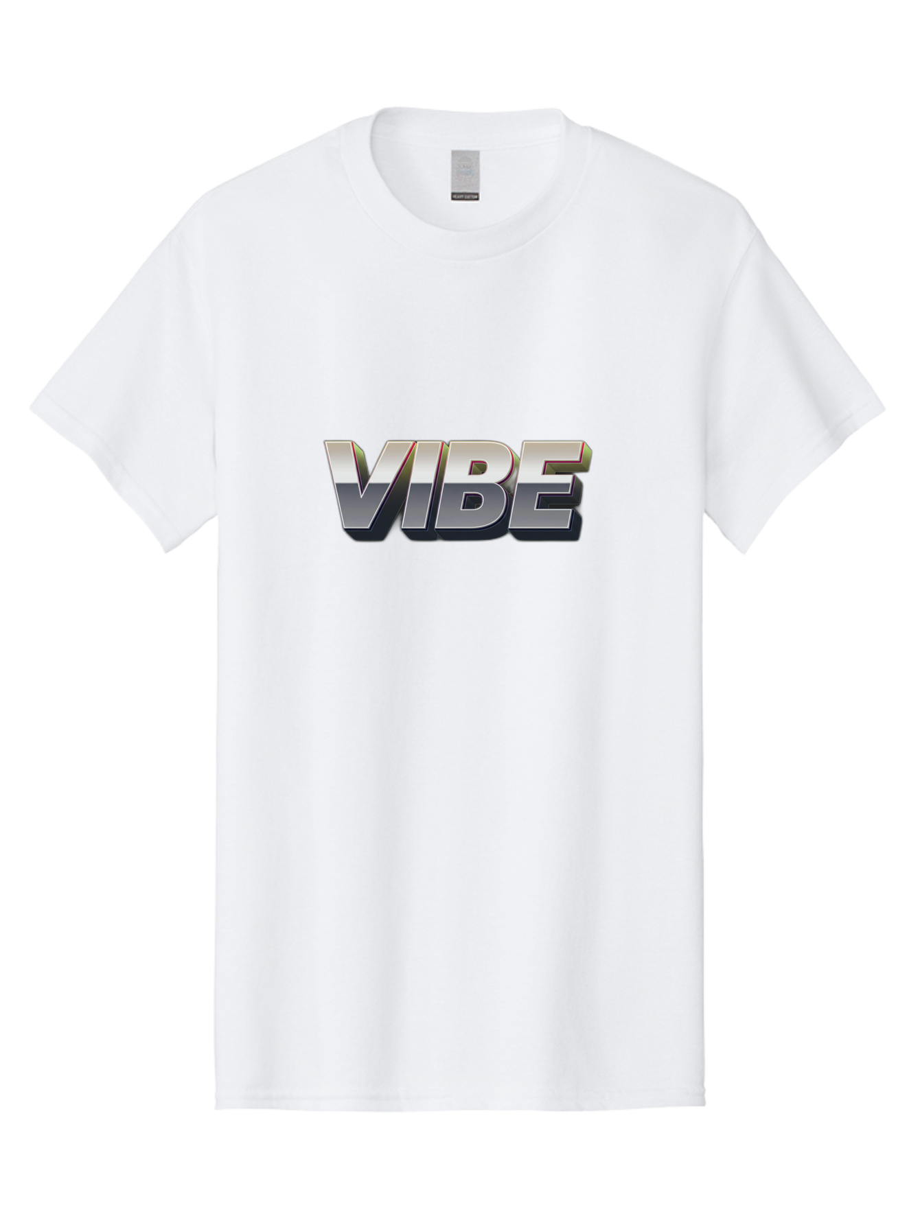 Vibe Men'S Graphic Tee, 100% Cotton, Comfortable Casual Summer Wear, Machine Washable, Vibe, Silver Text, Modern Font, Bold Typography, Sleek Design, Futuristic Style, Trendy Aesthetic, Contemporary Graphics, 3D Effect, Metallic Finish Bab571 13