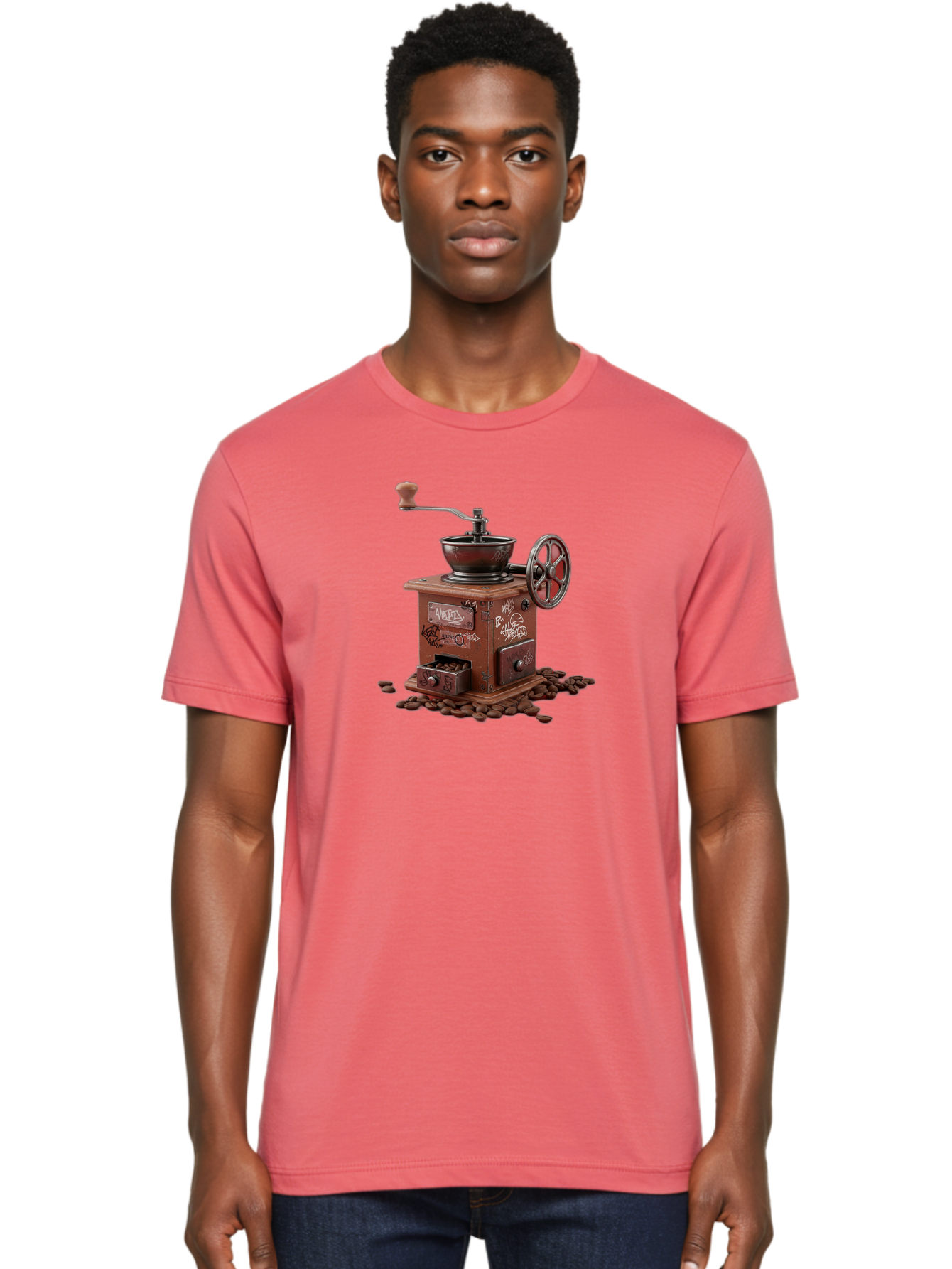 Vintage-Coffee-Grinder-Cafe Men'S Graphic Tee, 100% Cotton, Comfortable Casual Summer Wear, Machine Washable, Vintage Coffee Grinder, Antique Machinery, Manual Grinding, Coffee Beans, Old-Fashioned, Nostalgic Kitchen, Coffee Lover, Bab572 23