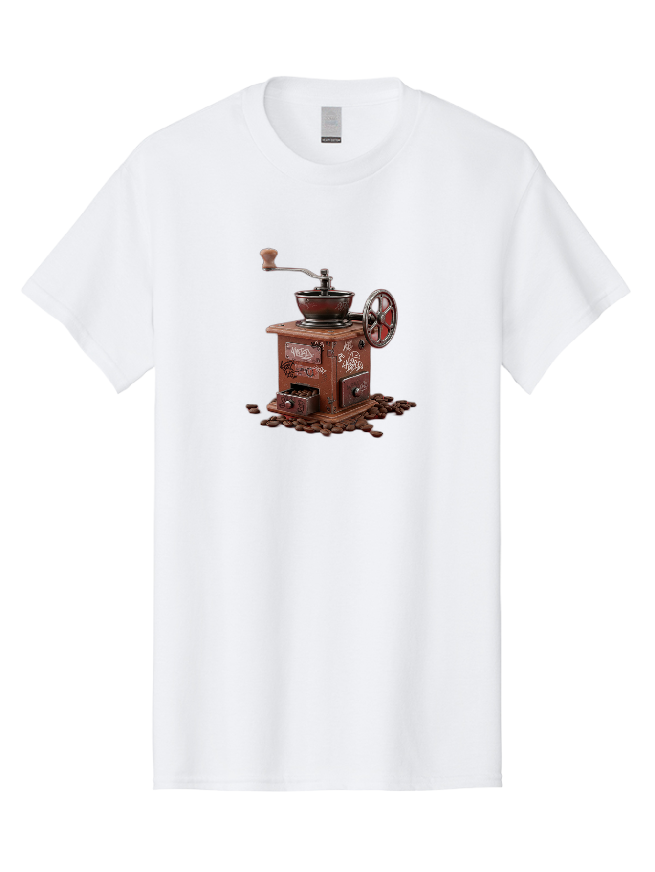 Vintage-Coffee-Grinder-Cafe Men'S Graphic Tee, 100% Cotton, Comfortable Casual Summer Wear, Machine Washable, Vintage Coffee Grinder, Antique Machinery, Manual Grinding, Coffee Beans, Old-Fashioned, Nostalgic Kitchen, Coffee Lover, Bab572 3