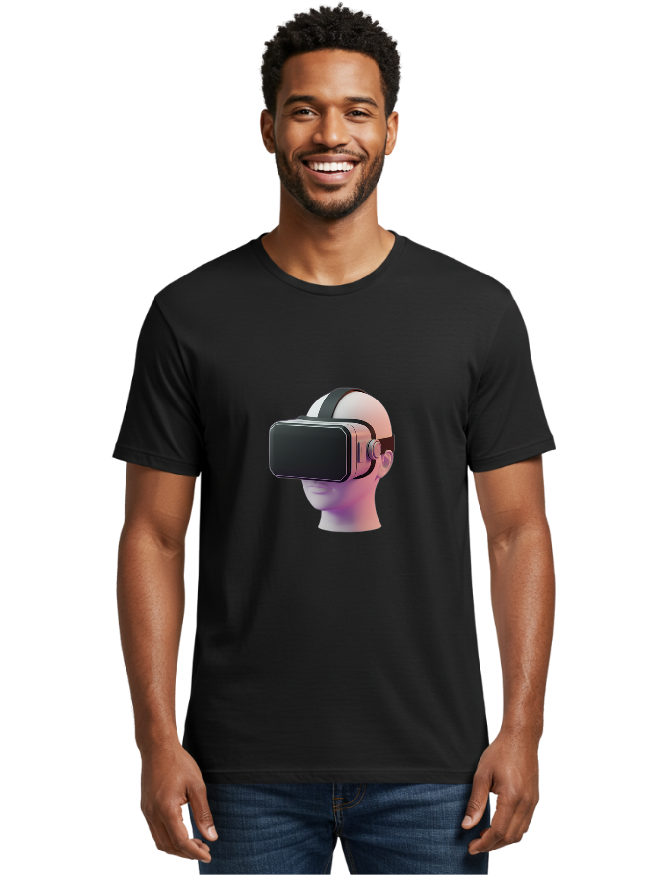 Vr-Headset-Mannequin Men'S Graphic Tee, 100% Cotton, Comfortable Casual Summer Wear, Machine Washable, Virtual Reality Headset, Vr Technology, Futuristic Design, Sleek Black, Modern Gadgets, Gaming, Immersive Experience, Innovative Tech Bab573 17