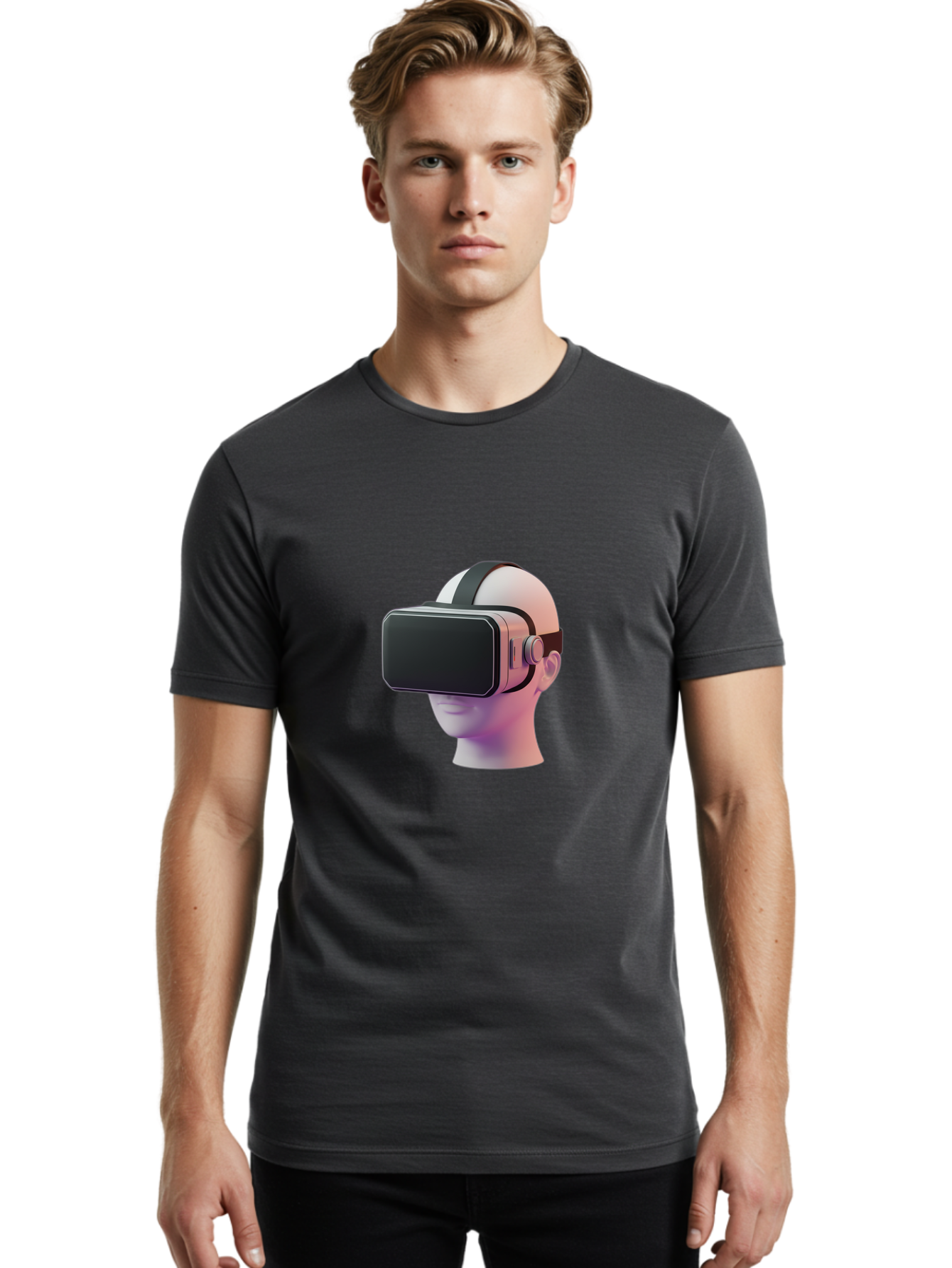 Vr-Headset-Mannequin Men'S Graphic Tee, 100% Cotton, Comfortable Casual Summer Wear, Machine Washable, Virtual Reality Headset, Vr Technology, Futuristic Design, Sleek Black, Modern Gadgets, Gaming, Immersive Experience, Innovative Tech Bab573 20