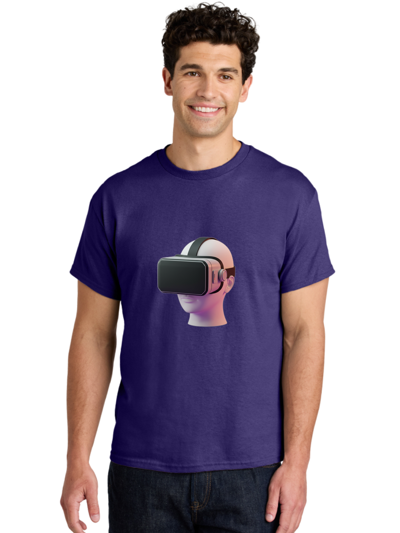 Vr-Headset-Mannequin Men'S Graphic Tee, 100% Cotton, Comfortable Casual Summer Wear, Machine Washable, Virtual Reality Headset, Vr Technology, Futuristic Design, Sleek Black, Modern Gadgets, Gaming, Immersive Experience, Innovative Tech Bab573 24