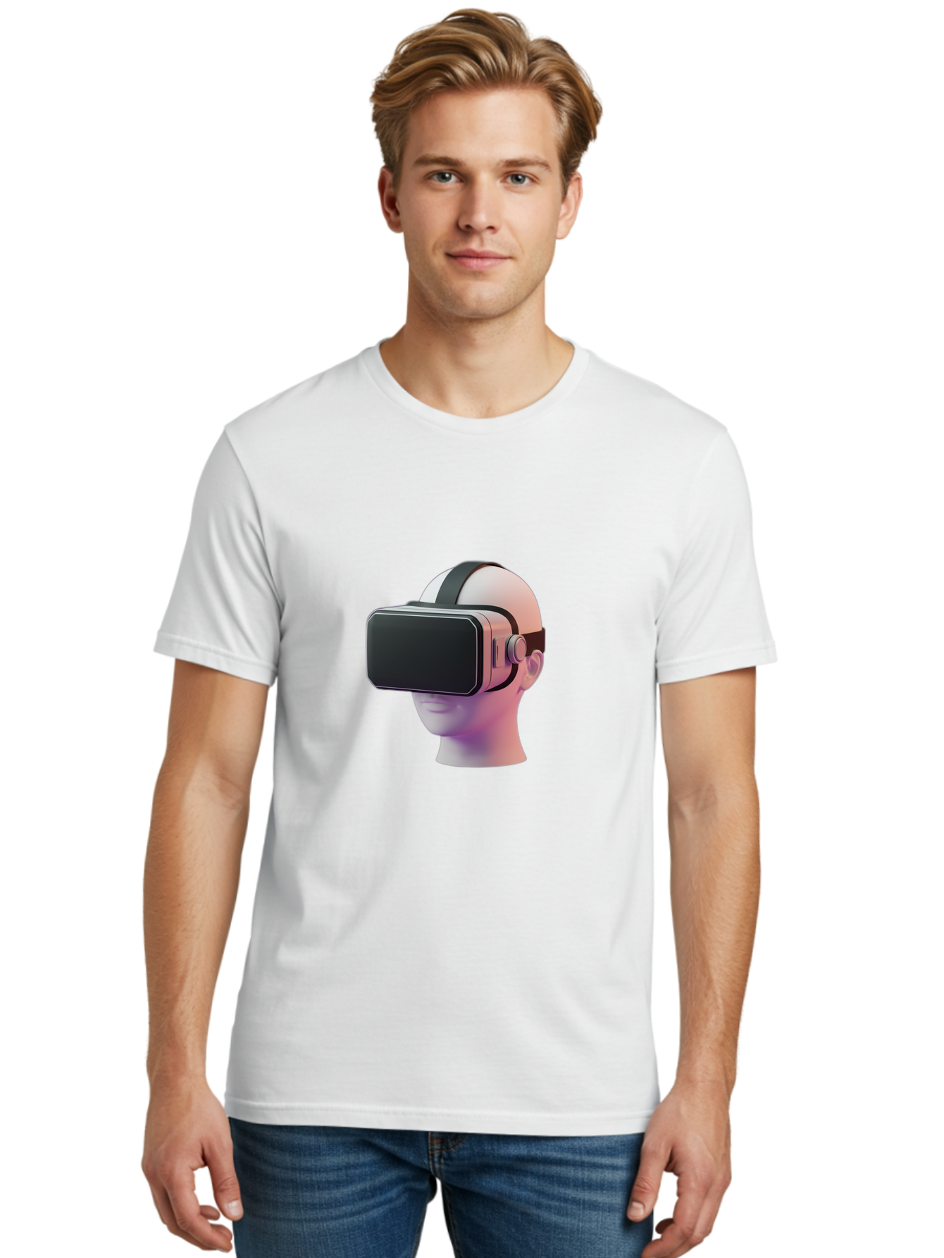 Vr-Headset-Mannequin Men'S Graphic Tee, 100% Cotton, Comfortable Casual Summer Wear, Machine Washable, Virtual Reality Headset, Vr Technology, Futuristic Design, Sleek Black, Modern Gadgets, Gaming, Immersive Experience, Innovative Tech Bab573 25
