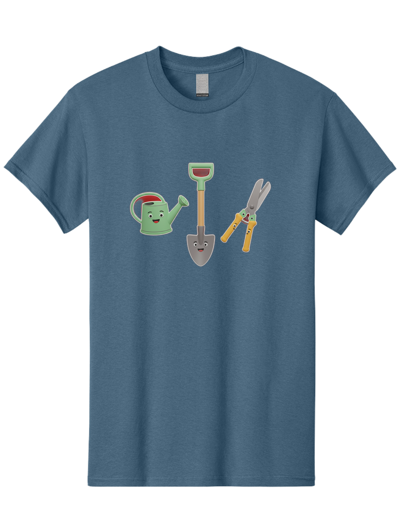 Watering-Can-Shovel-Pruning-Shears Men'S Graphic Tee, 100% Cotton, Comfortable Casual Summer Wear, Machine Washable, Gardening Tools, Watering Can With Face, Shovel With Face, Pruning Shears, Anthropomorphic Gardening Equipment, Bab577 14