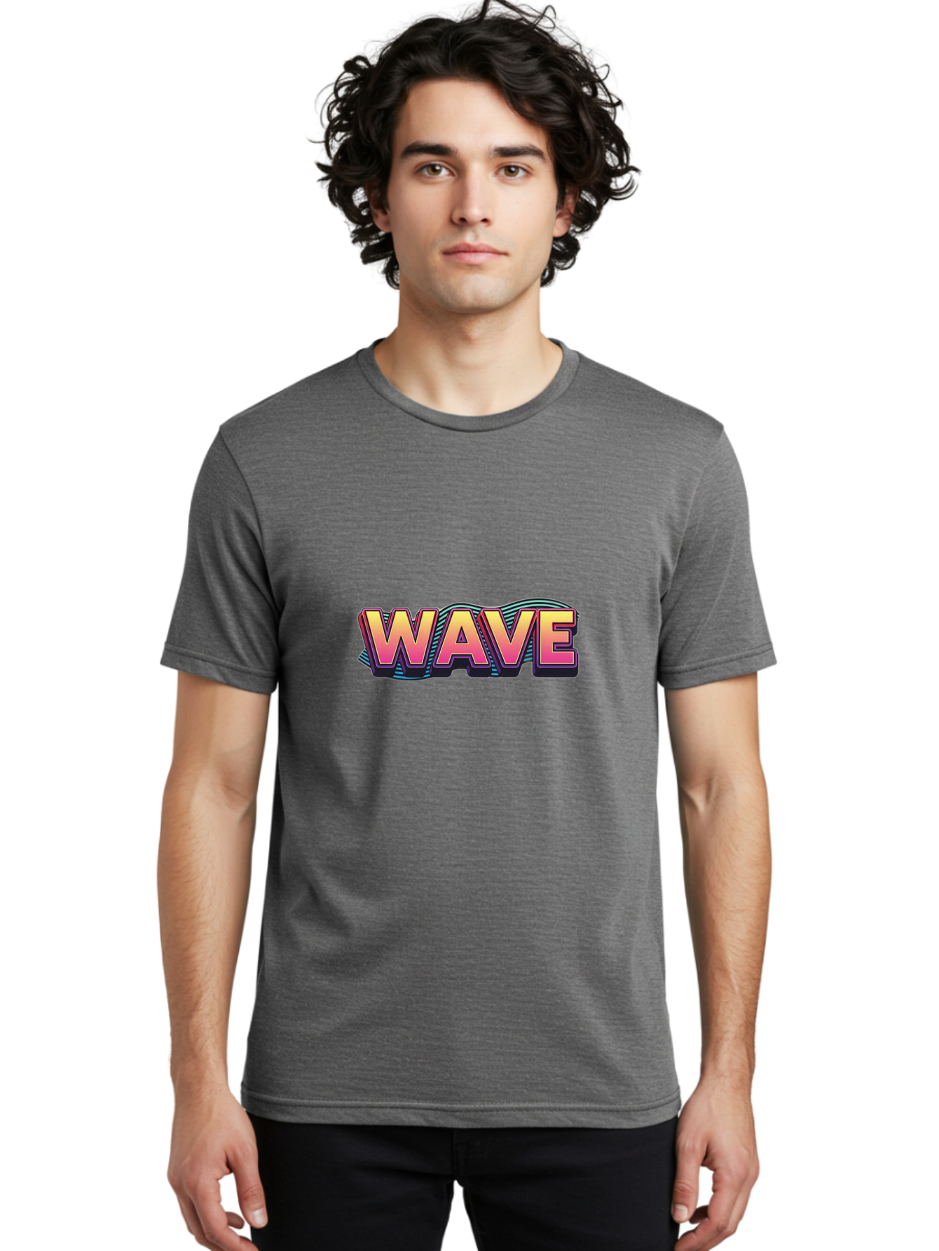Wave Men'S Graphic Tee, 100% Cotton, Comfortable Casual Summer Wear, Machine Washable, Stylish Typography, Gradient Text, Wavy Design, Vibrant Colors, Modern Graphics, Bold Font, Retro Aesthetic, Colorful Illustration Bab578 16