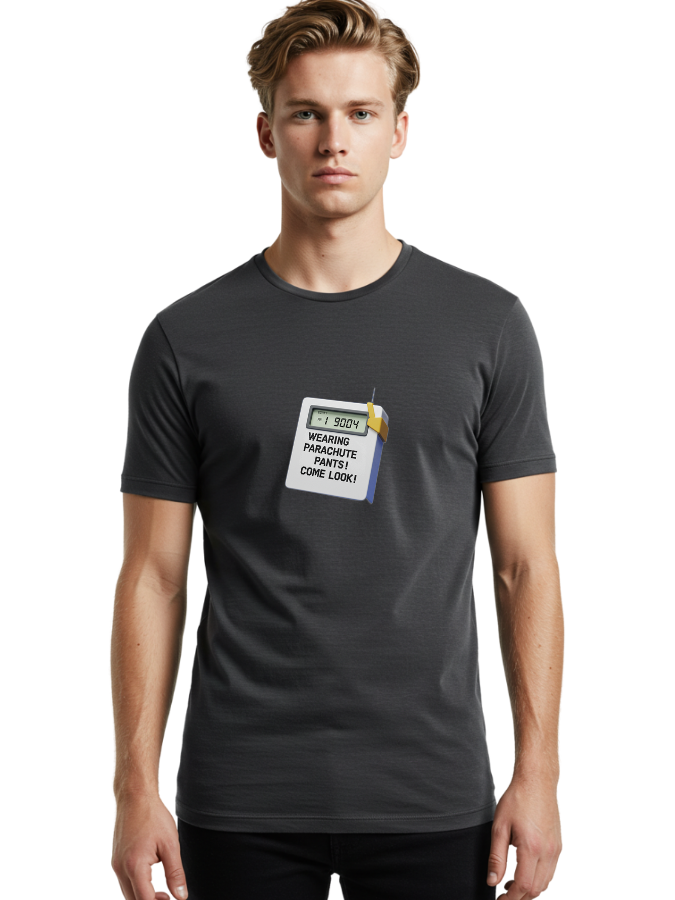 Wearing-Parachute-Pants-Come-Look Men'S Graphic Tee, 100% Cotton, Comfortable Casual Summer Wear, Machine Washable, Digital Calendar, 3D Rendering, Novelty Calendar, Fun Text, Parachute Pants Reference, Retro Fashion, 90S Nostalgia, Bab579 30