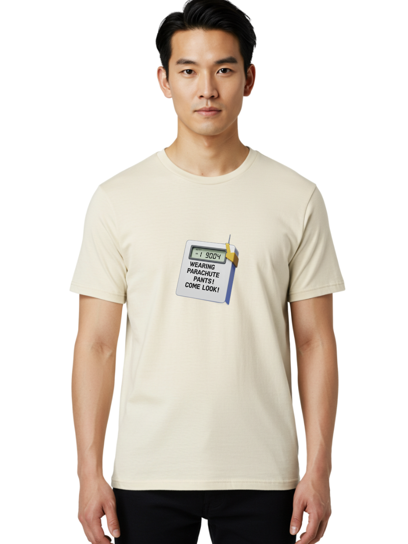 Wearing-Parachute-Pants-Come-Look Men'S Graphic Tee, 100% Cotton, Comfortable Casual Summer Wear, Machine Washable, Digital Calendar, 3D Rendering, Novelty Calendar, Fun Text, Parachute Pants Reference, Retro Fashion, 90S Nostalgia, Bab579 26