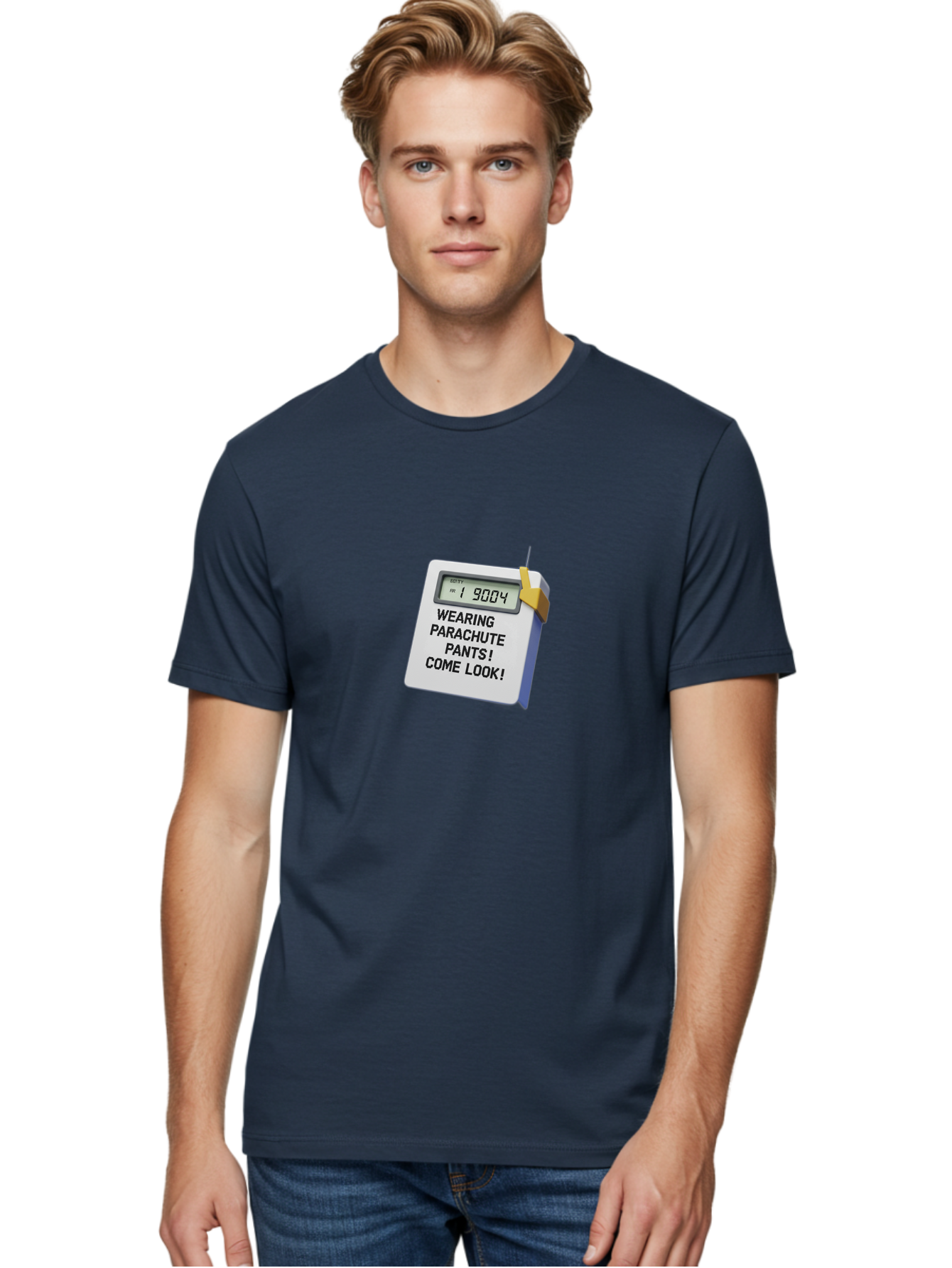 Wearing-Parachute-Pants-Come-Look Men'S Graphic Tee, 100% Cotton, Comfortable Casual Summer Wear, Machine Washable, Digital Calendar, 3D Rendering, Novelty Calendar, Fun Text, Parachute Pants Reference, Retro Fashion, 90S Nostalgia, Bab579 20
