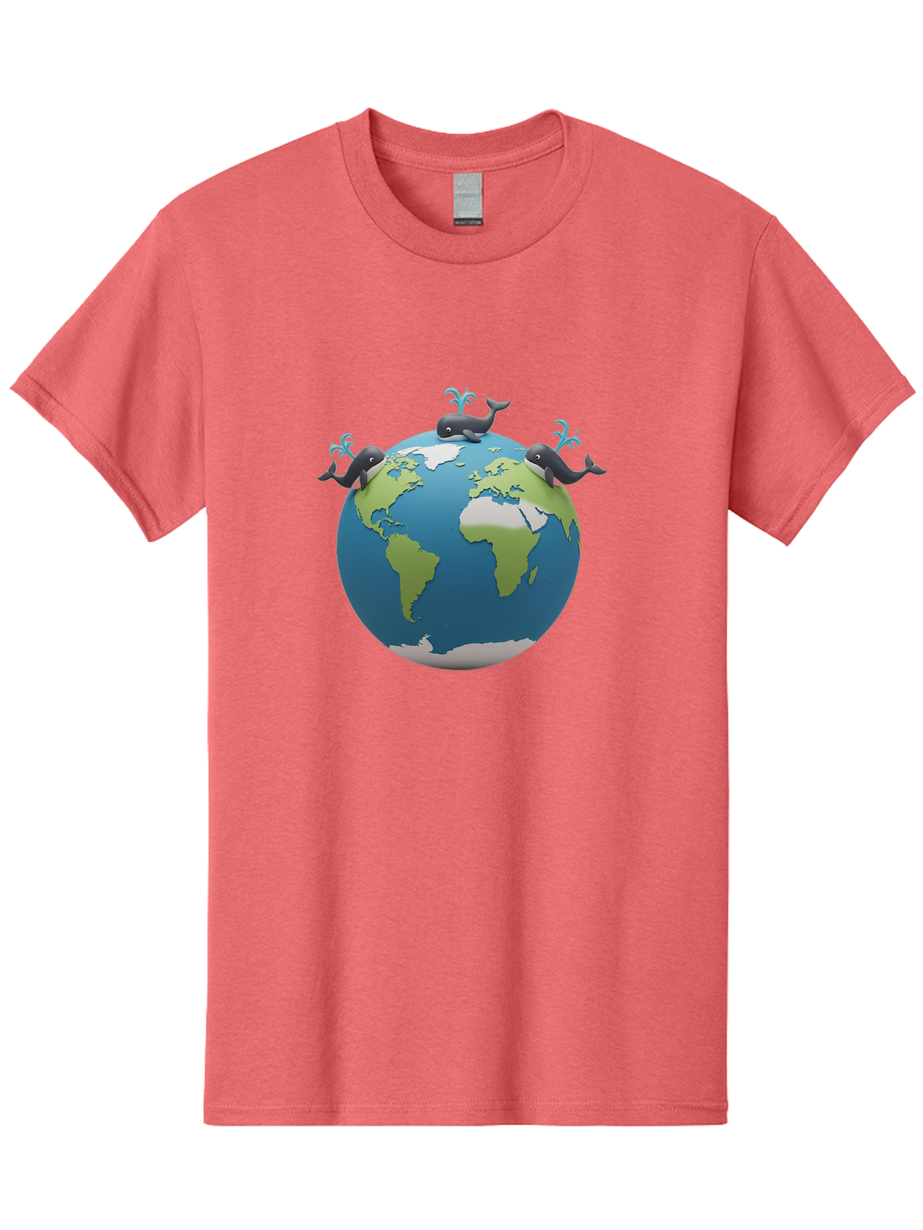 Whales-On-Globe Men'S Graphic Tee, 100% Cotton, Comfortable Casual Summer Wear, Machine Washable, Whales On Earth, Global Unity, 3D Illustration, World Map, Marine Animals, Ocean Conservation, Environmental Awareness, Cartoon Style Bab582 10