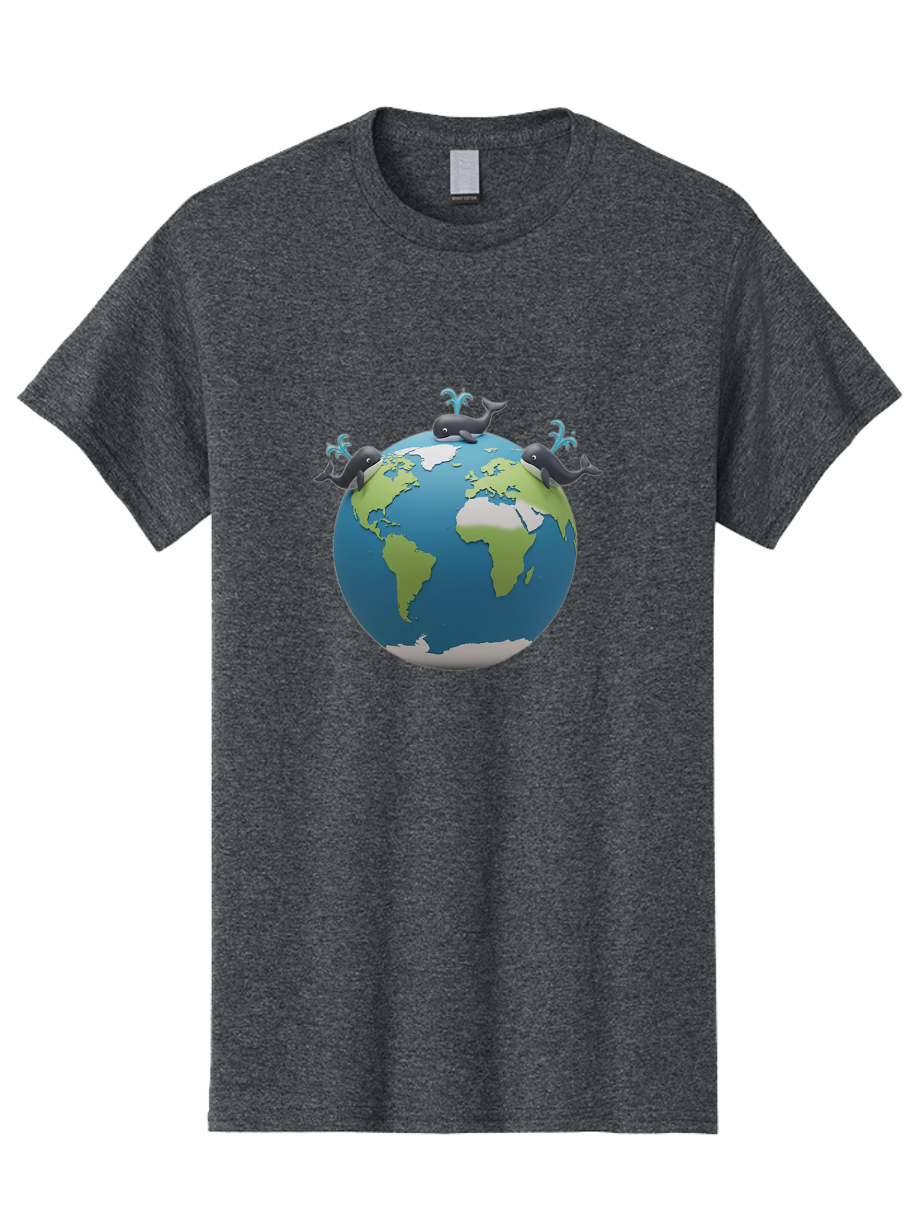 Whales-On-Globe Men'S Graphic Tee, 100% Cotton, Comfortable Casual Summer Wear, Machine Washable, Whales On Earth, Global Unity, 3D Illustration, World Map, Marine Animals, Ocean Conservation, Environmental Awareness, Cartoon Style Bab582 5