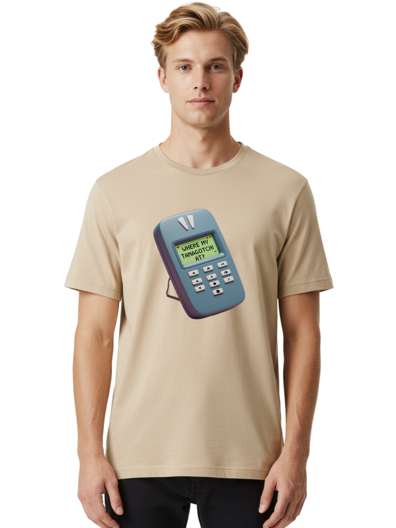 Where-My-Tamagotchi-At Men'S Graphic Tee, 100% Cotton, Comfortable Casual Summer Wear, Machine Washable, Retro Digital Pet, Nostalgic 90S Toy, Tamagotchi, Vintage Handheld Game, Classic Electronic Toy, Retro Gaming, Nostalgic Technology, Bab583 21