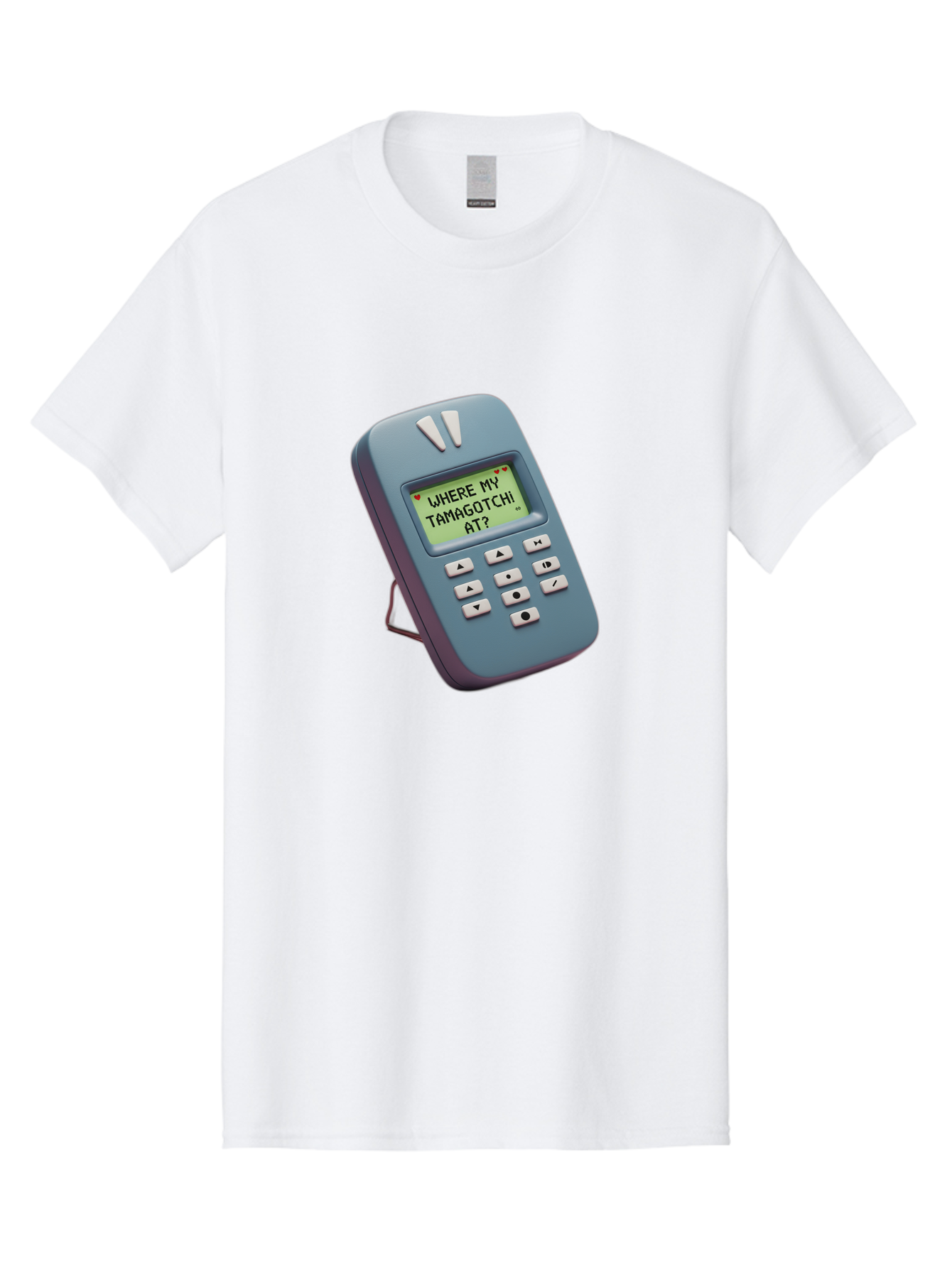 Where-My-Tamagotchi-At Men'S Graphic Tee, 100% Cotton, Comfortable Casual Summer Wear, Machine Washable, Retro Digital Pet, Nostalgic 90S Toy, Tamagotchi, Vintage Handheld Game, Classic Electronic Toy, Retro Gaming, Nostalgic Technology, Bab583 2