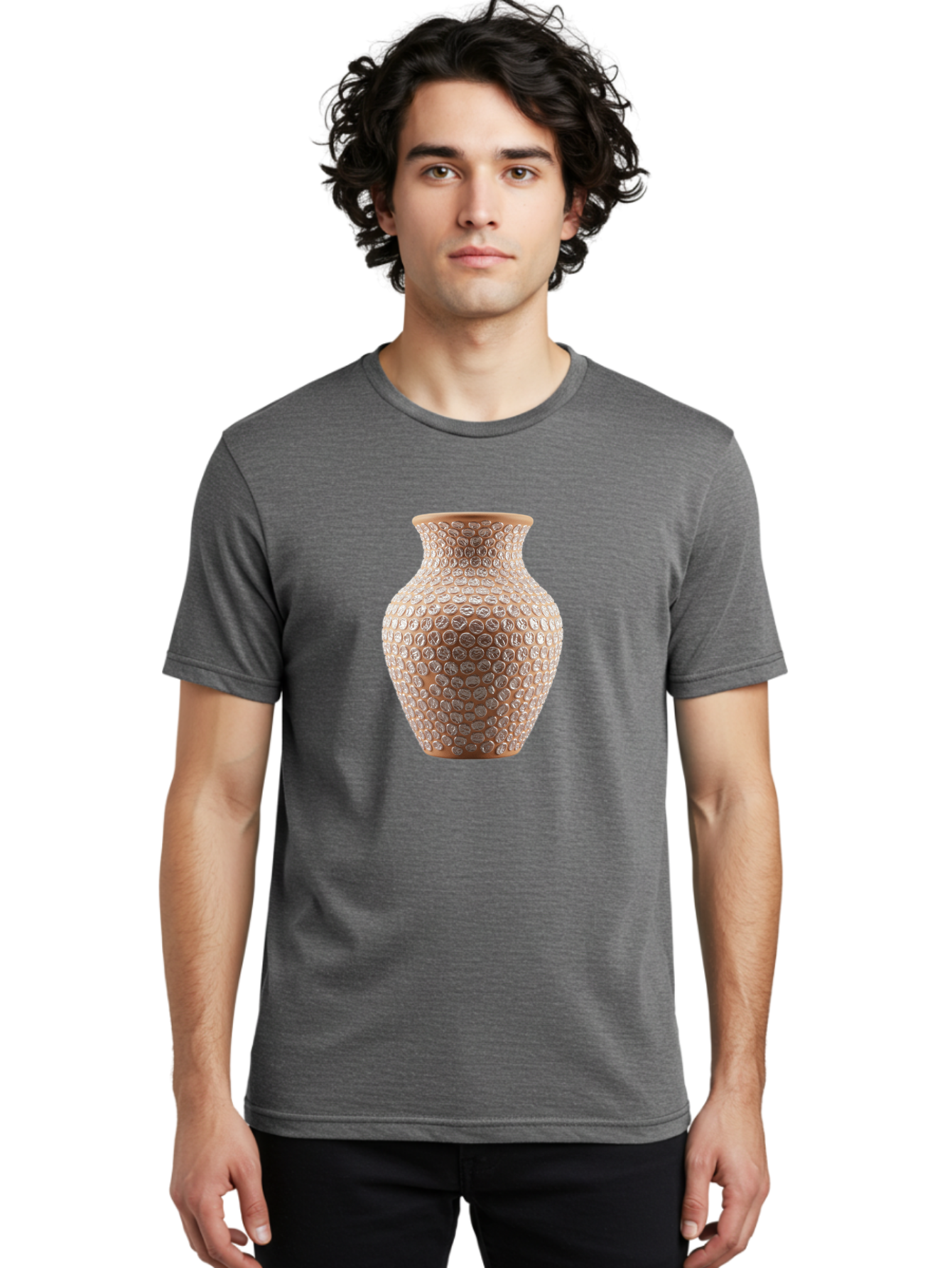 White-Vase Men'S Graphic Tee, 100% Cotton, Comfortable Casual Summer Wear, Machine Washable, Textured Vase, Decorative Vase, Ornate Design, Glass Vase, Home Decor, Elegant Design, Intricate Pattern, Luxurious Vase, Stylish Decor Bab585 25