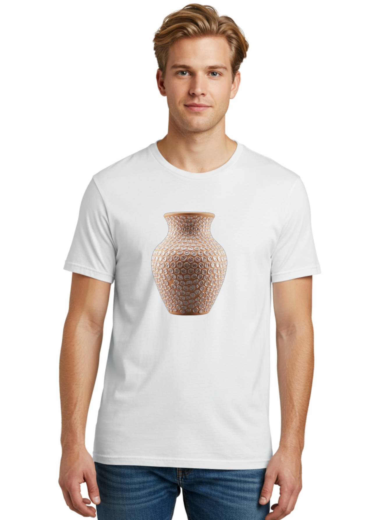 White-Vase Men'S Graphic Tee, 100% Cotton, Comfortable Casual Summer Wear, Machine Washable, Textured Vase, Decorative Vase, Ornate Design, Glass Vase, Home Decor, Elegant Design, Intricate Pattern, Luxurious Vase, Stylish Decor Bab585 17