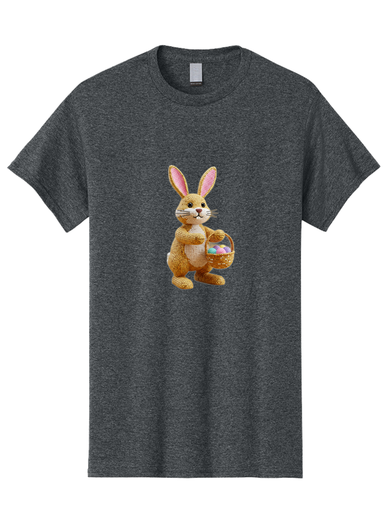 Wicker-Easter-Bunny Men'S Graphic Tee, 100% Cotton, Comfortable Casual Summer Wear, Machine Washable, Wicker Bunny, Holding Basket, Easter Eggs, Spring Holiday, Pastel Colors, Whimsical Design, Wicker Texture, Easter Basket, Cute Bunny, Bab586 7