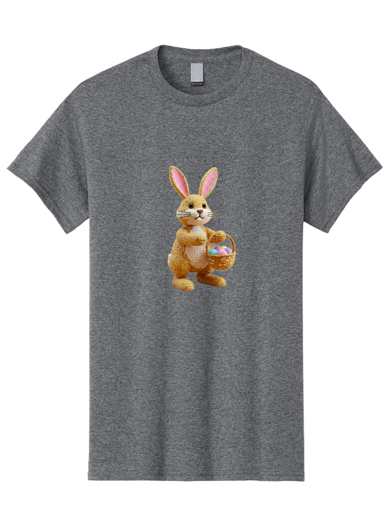Wicker-Easter-Bunny Men'S Graphic Tee, 100% Cotton, Comfortable Casual Summer Wear, Machine Washable, Wicker Bunny, Holding Basket, Easter Eggs, Spring Holiday, Pastel Colors, Whimsical Design, Wicker Texture, Easter Basket, Cute Bunny, Bab586 8