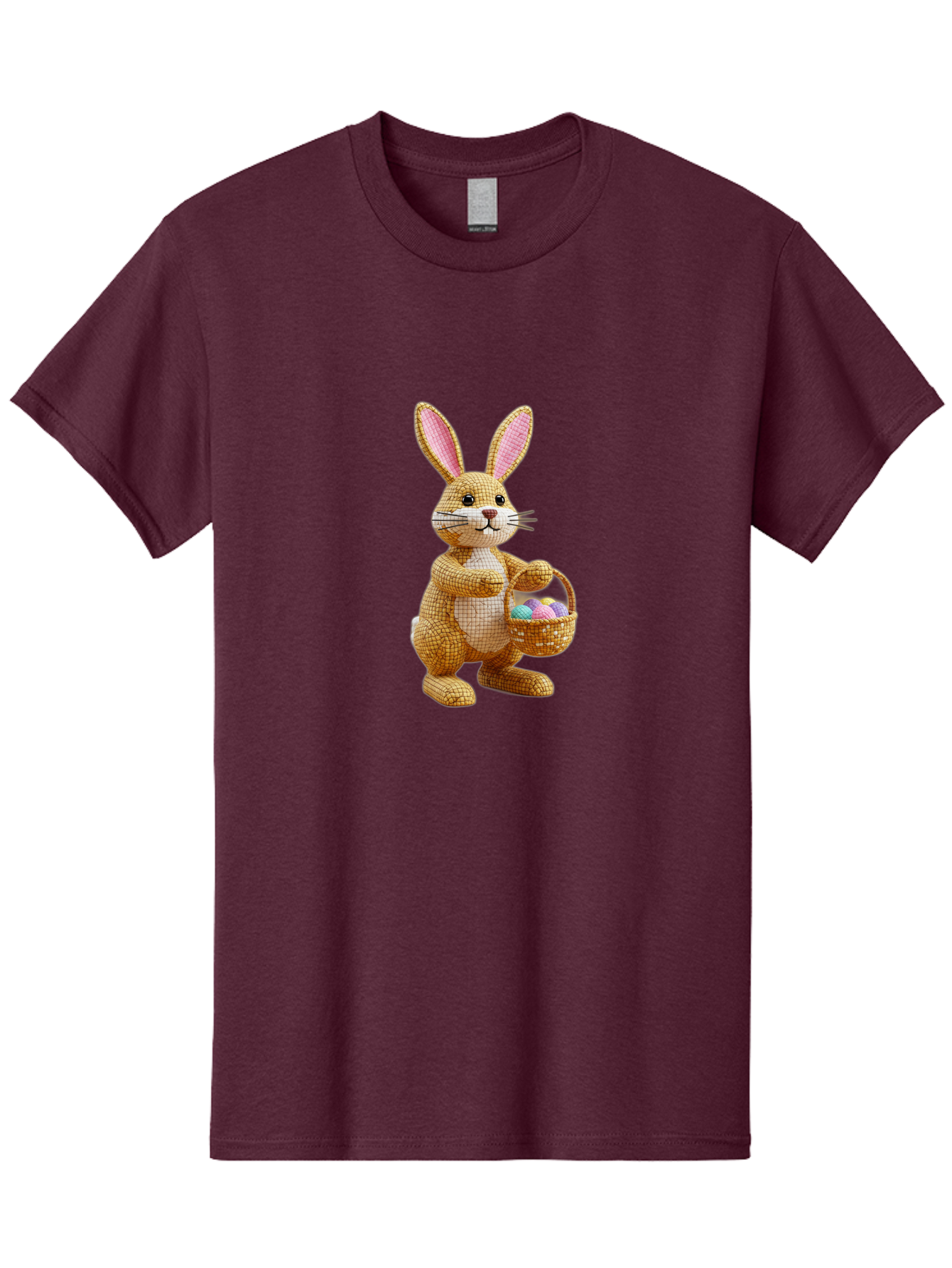 Wicker-Easter-Bunny Men'S Graphic Tee, 100% Cotton, Comfortable Casual Summer Wear, Machine Washable, Wicker Bunny, Holding Basket, Easter Eggs, Spring Holiday, Pastel Colors, Whimsical Design, Wicker Texture, Easter Basket, Cute Bunny, Bab586 13