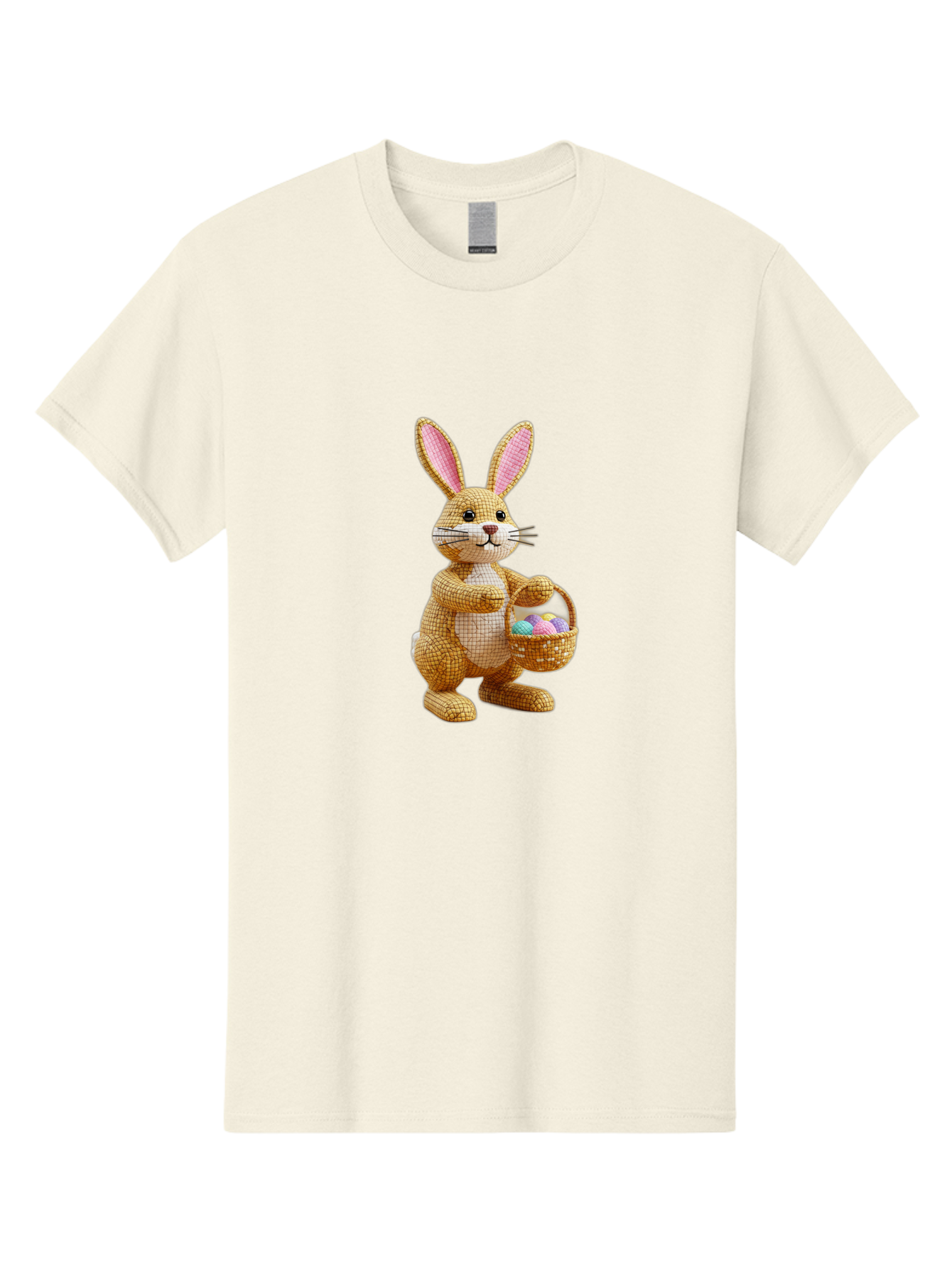 Wicker-Easter-Bunny Men'S Graphic Tee, 100% Cotton, Comfortable Casual Summer Wear, Machine Washable, Wicker Bunny, Holding Basket, Easter Eggs, Spring Holiday, Pastel Colors, Whimsical Design, Wicker Texture, Easter Basket, Cute Bunny, Bab586 15