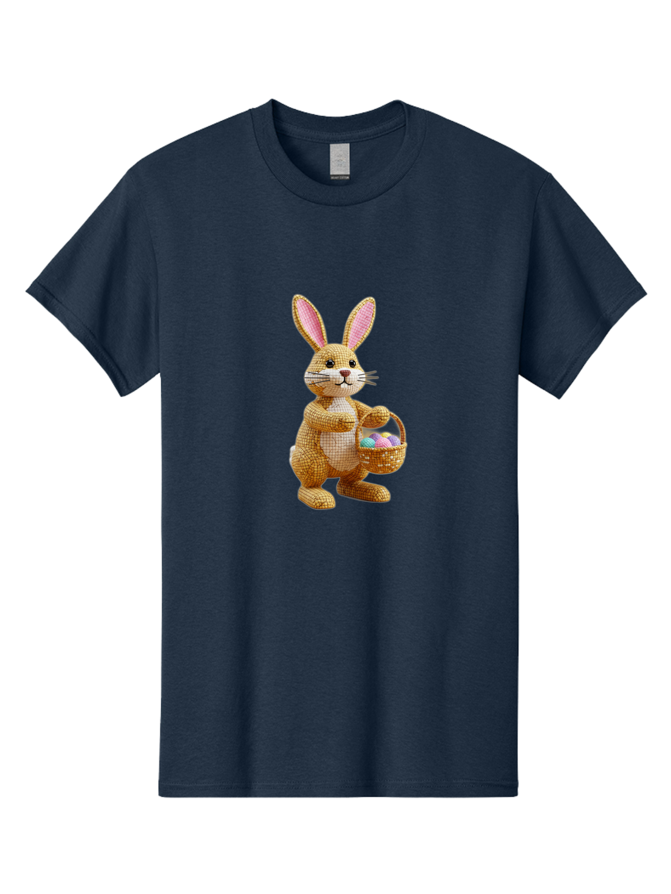 Wicker-Easter-Bunny Men'S Graphic Tee, 100% Cotton, Comfortable Casual Summer Wear, Machine Washable, Wicker Bunny, Holding Basket, Easter Eggs, Spring Holiday, Pastel Colors, Whimsical Design, Wicker Texture, Easter Basket, Cute Bunny, Bab586 4
