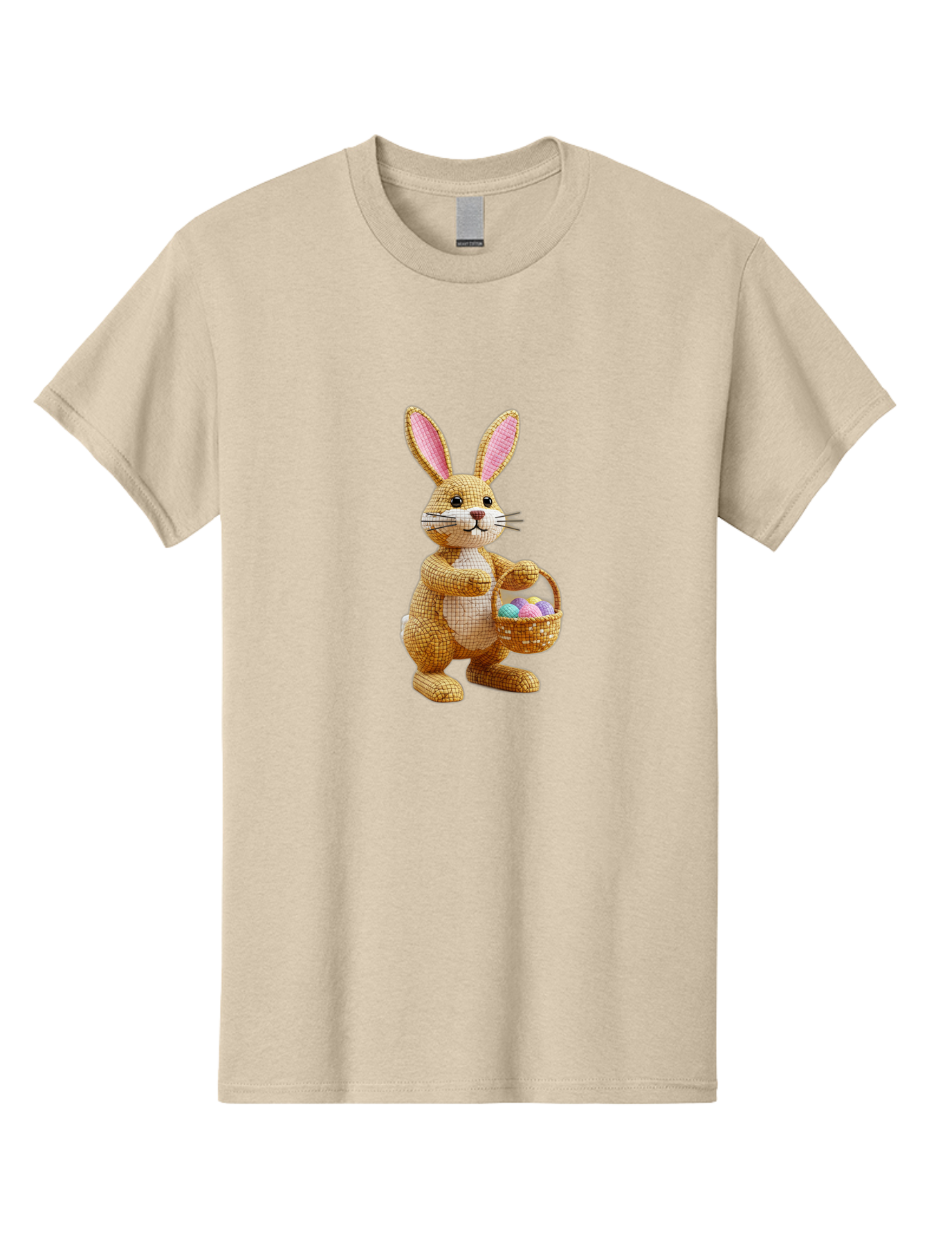 Wicker-Easter-Bunny Men'S Graphic Tee, 100% Cotton, Comfortable Casual Summer Wear, Machine Washable, Wicker Bunny, Holding Basket, Easter Eggs, Spring Holiday, Pastel Colors, Whimsical Design, Wicker Texture, Easter Basket, Cute Bunny, Bab586 6