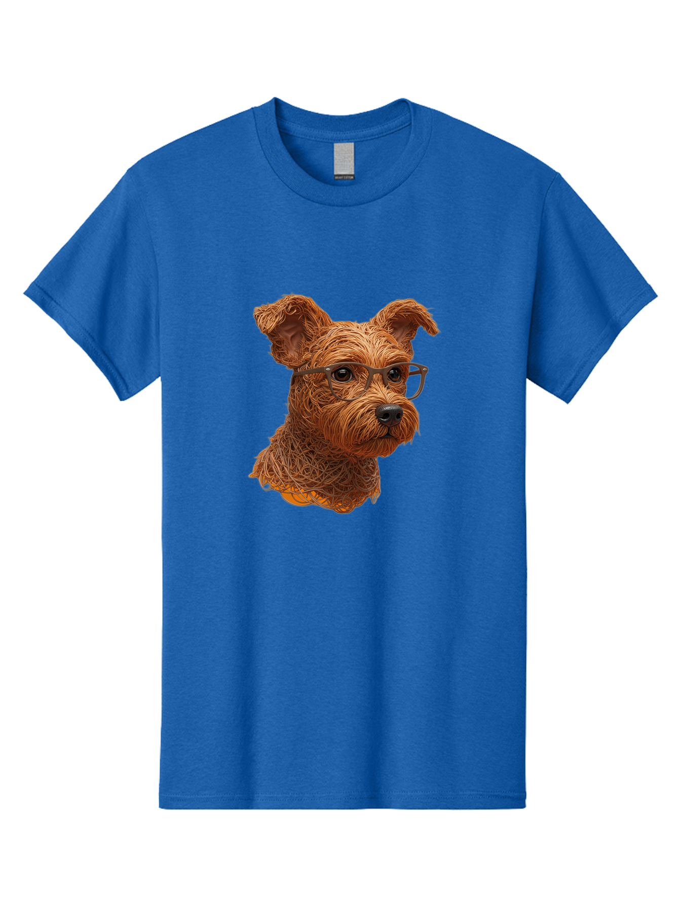 Wire-Dog-With-Glasses Men'S Graphic Tee, 100% Cotton, Comfortable Casual Summer Wear, Machine Washable, Dog Wearing Glasses, Wire Art Dog, Animal Portrait, Dog Portrait, Pet Illustration, Wire Sculpture, Creative Dog Art, Dog With Glasses, Bab589 8