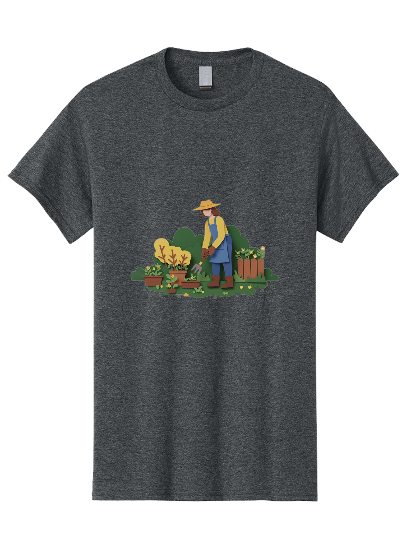 Woman-Gardening Men'S Graphic Tee, 100% Cotton, Comfortable Casual Summer Wear, Machine Washable, Gardener Tending Plants, Gardening Tools, Potted Plants, Gardening Activities, Yellow Flowers, Garden Scenery, Outdoor Work, Gardening Gloves Bab591 1