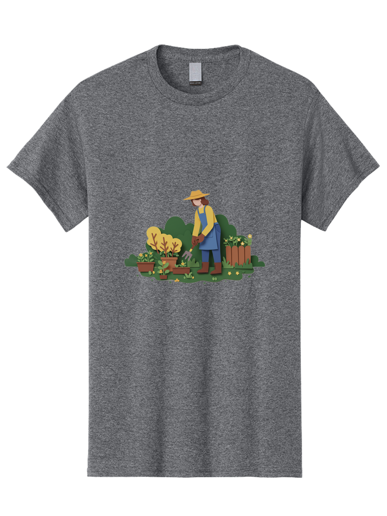 Woman-Gardening Men'S Graphic Tee, 100% Cotton, Comfortable Casual Summer Wear, Machine Washable, Gardener Tending Plants, Gardening Tools, Potted Plants, Gardening Activities, Yellow Flowers, Garden Scenery, Outdoor Work, Gardening Gloves Bab591 4