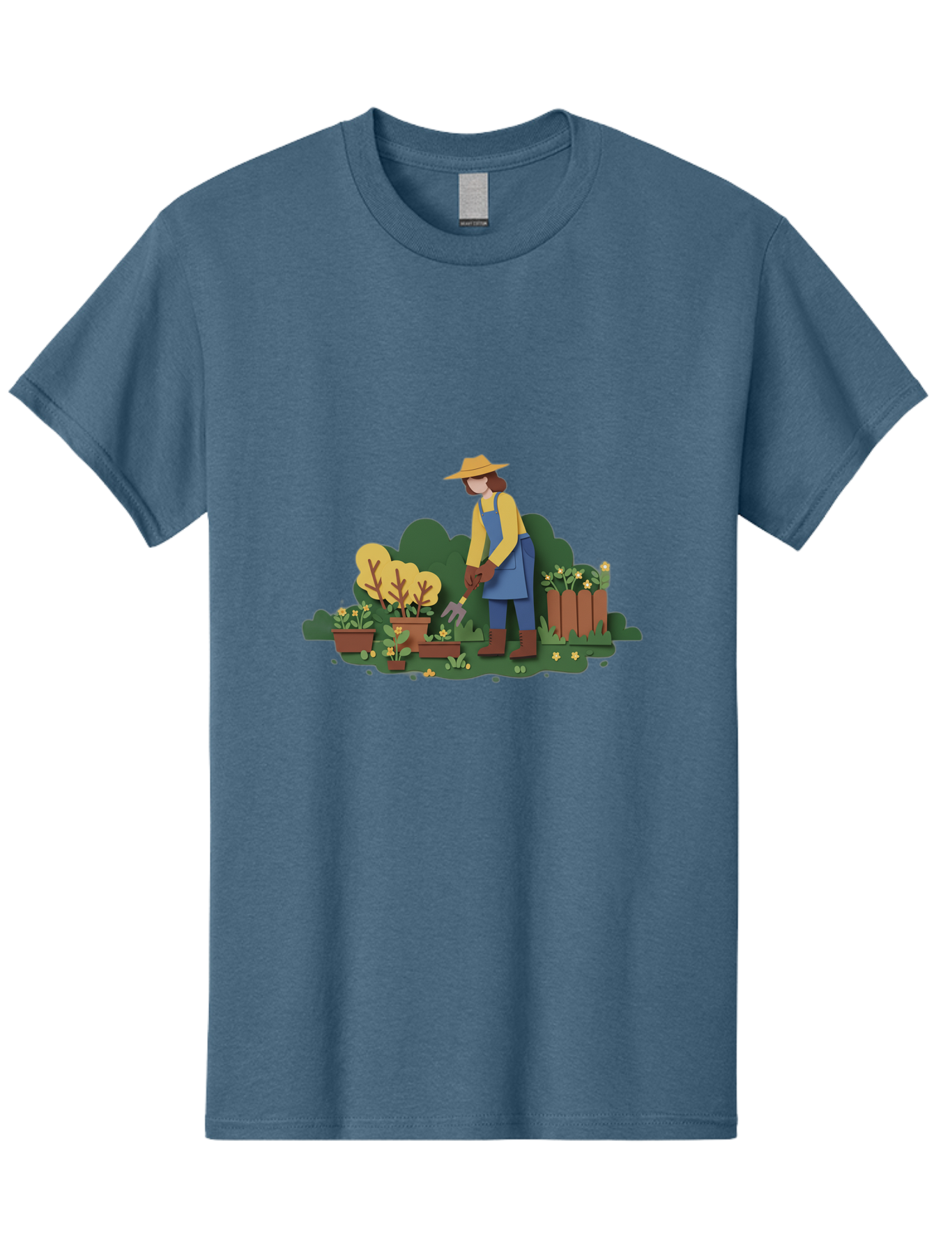 Woman-Gardening Men'S Graphic Tee, 100% Cotton, Comfortable Casual Summer Wear, Machine Washable, Gardener Tending Plants, Gardening Tools, Potted Plants, Gardening Activities, Yellow Flowers, Garden Scenery, Outdoor Work, Gardening Gloves Bab591 2