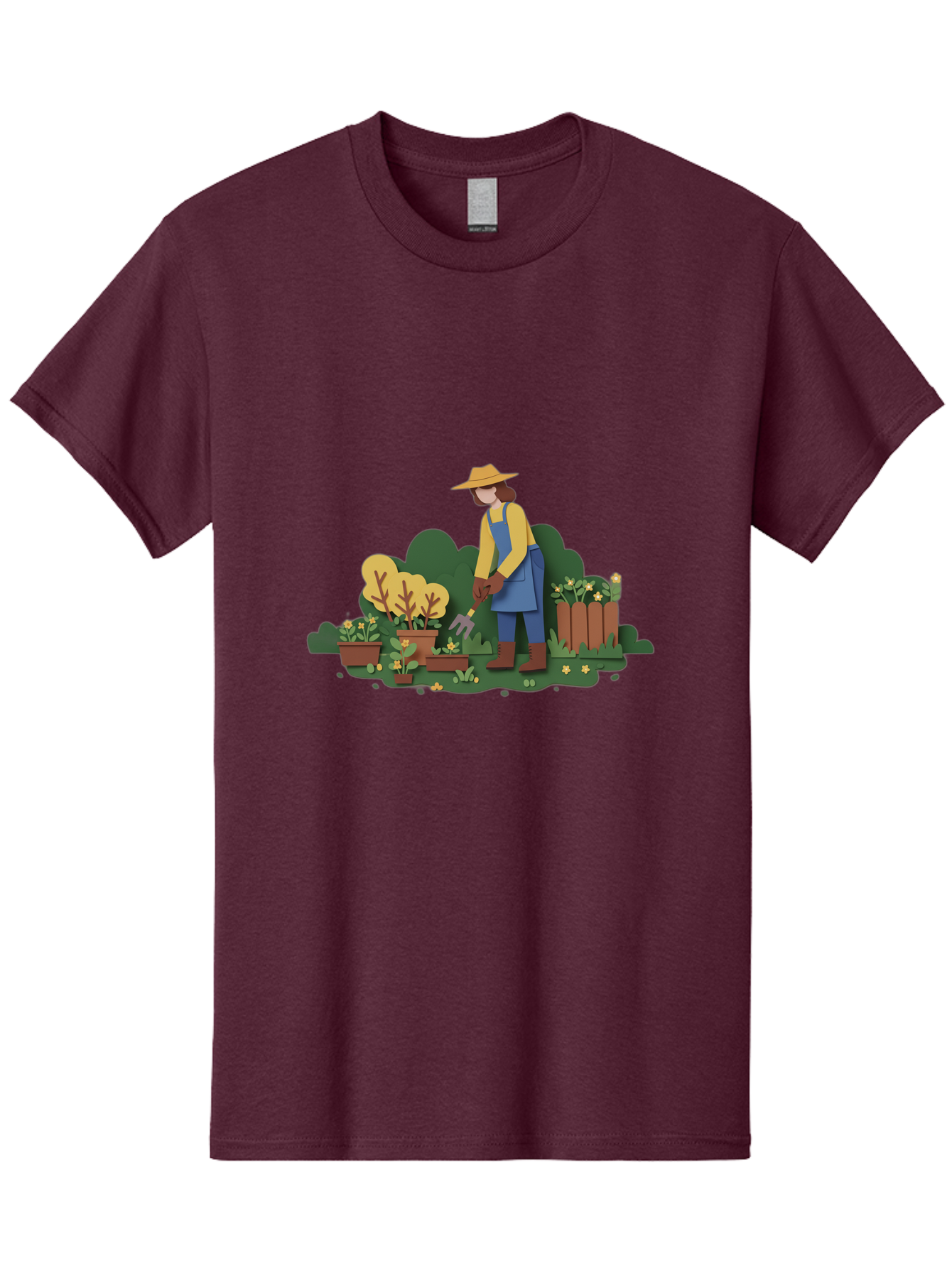 Woman-Gardening Men'S Graphic Tee, 100% Cotton, Comfortable Casual Summer Wear, Machine Washable, Gardener Tending Plants, Gardening Tools, Potted Plants, Gardening Activities, Yellow Flowers, Garden Scenery, Outdoor Work, Gardening Gloves Bab591 11