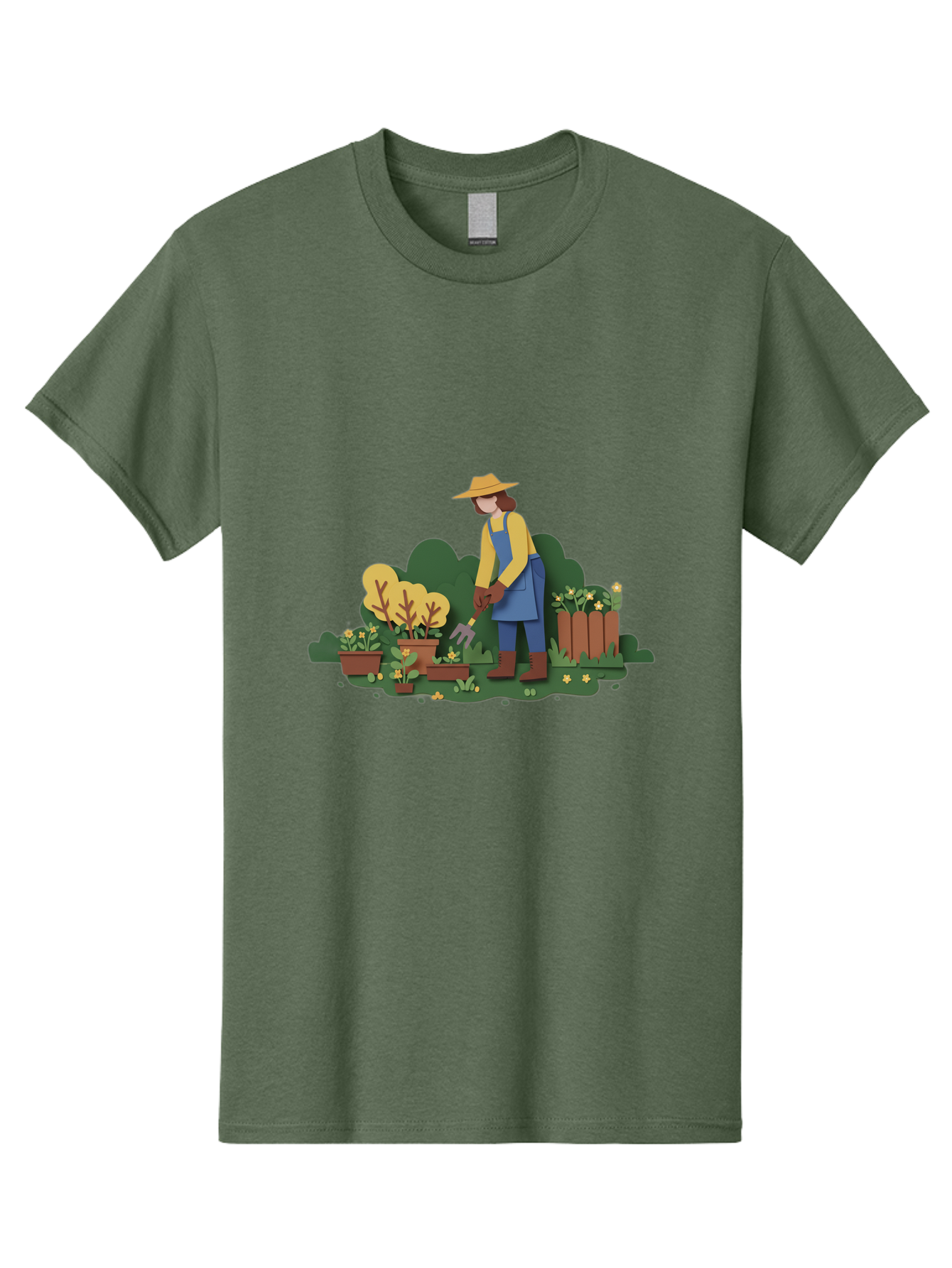 Woman-Gardening Men'S Graphic Tee, 100% Cotton, Comfortable Casual Summer Wear, Machine Washable, Gardener Tending Plants, Gardening Tools, Potted Plants, Gardening Activities, Yellow Flowers, Garden Scenery, Outdoor Work, Gardening Gloves Bab591 9