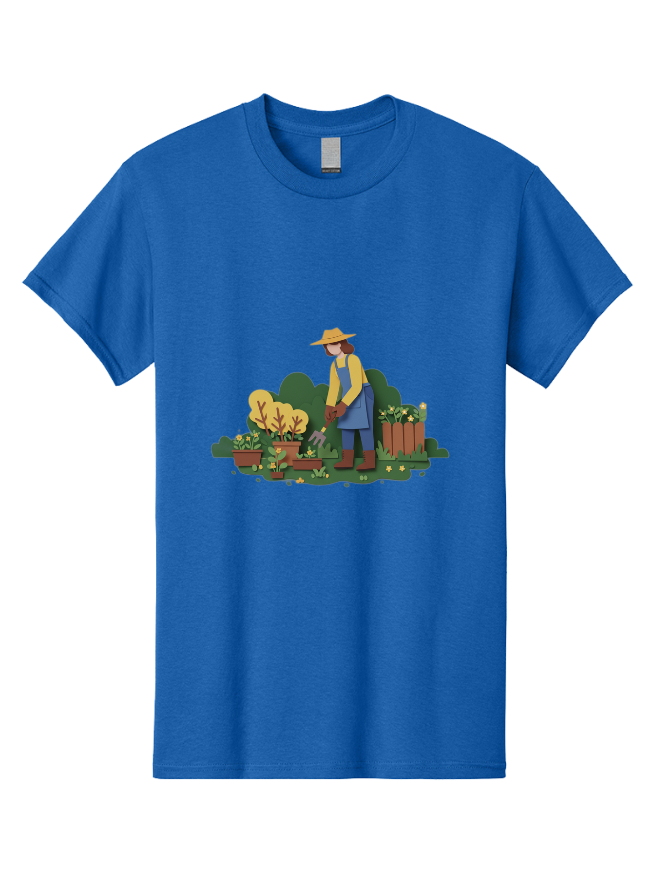 Woman-Gardening Men'S Graphic Tee, 100% Cotton, Comfortable Casual Summer Wear, Machine Washable, Gardener Tending Plants, Gardening Tools, Potted Plants, Gardening Activities, Yellow Flowers, Garden Scenery, Outdoor Work, Gardening Gloves Bab591 15