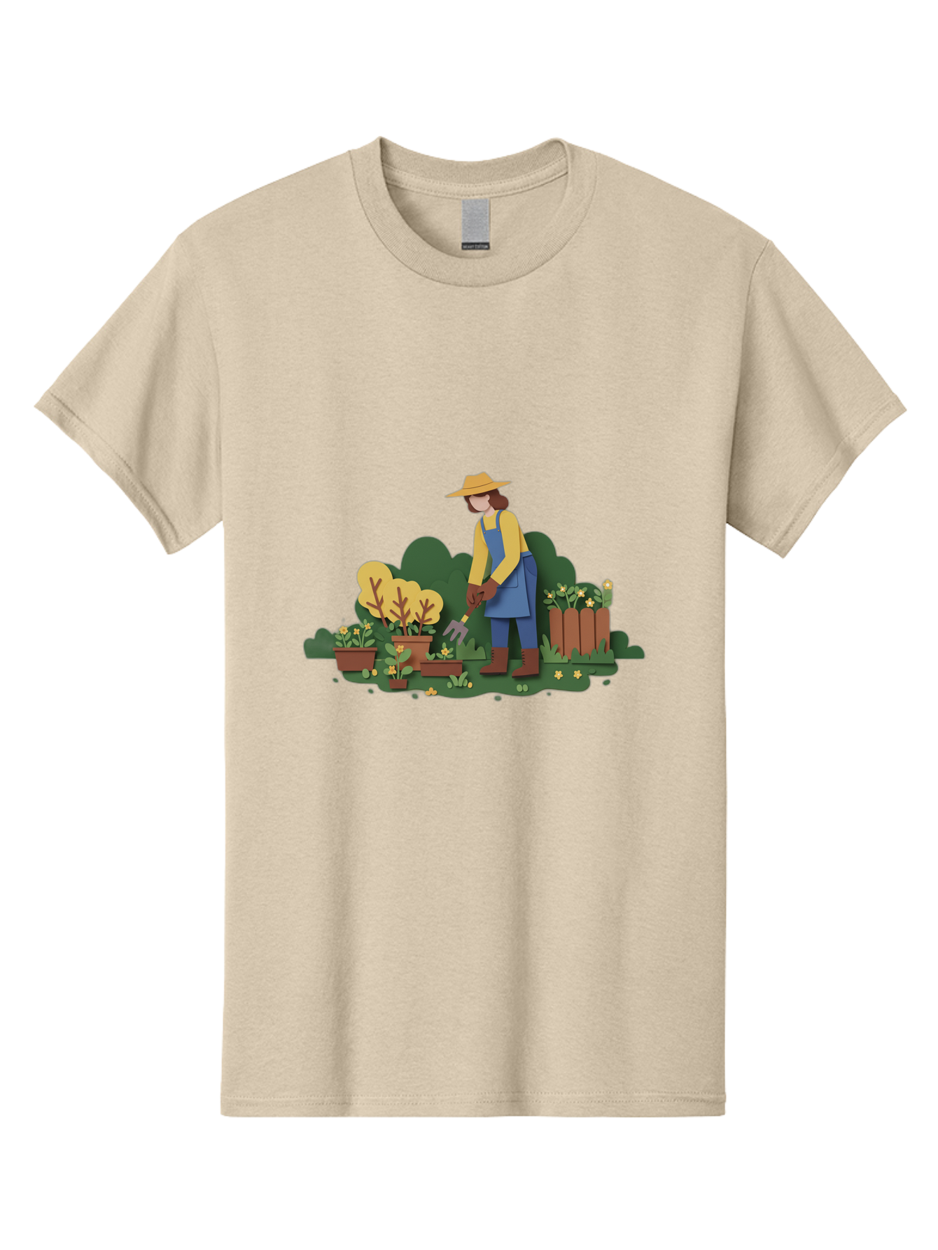 Woman-Gardening Men'S Graphic Tee, 100% Cotton, Comfortable Casual Summer Wear, Machine Washable, Gardener Tending Plants, Gardening Tools, Potted Plants, Gardening Activities, Yellow Flowers, Garden Scenery, Outdoor Work, Gardening Gloves Bab591 10