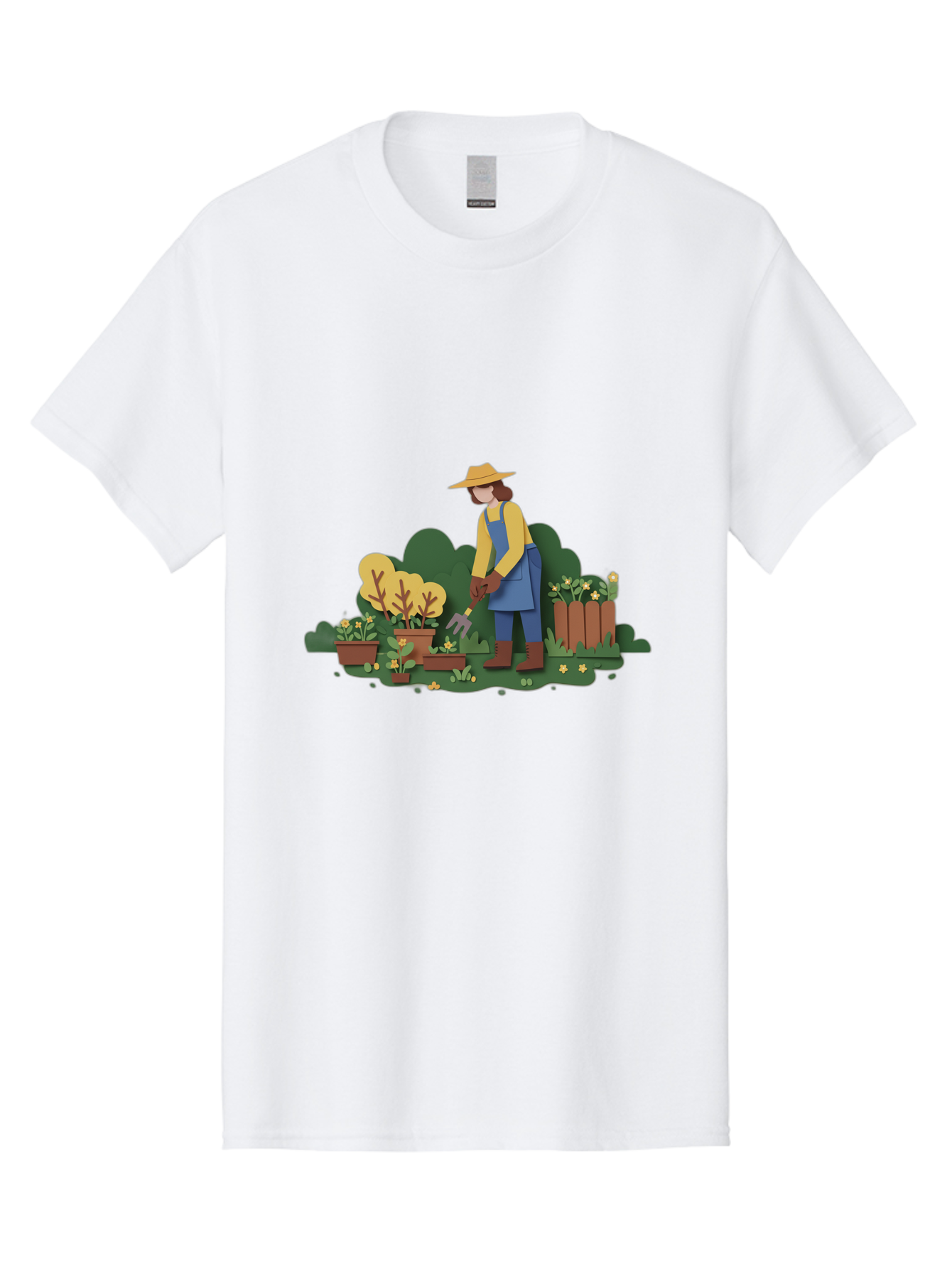 Woman-Gardening Men'S Graphic Tee, 100% Cotton, Comfortable Casual Summer Wear, Machine Washable, Gardener Tending Plants, Gardening Tools, Potted Plants, Gardening Activities, Yellow Flowers, Garden Scenery, Outdoor Work, Gardening Gloves Bab591 7