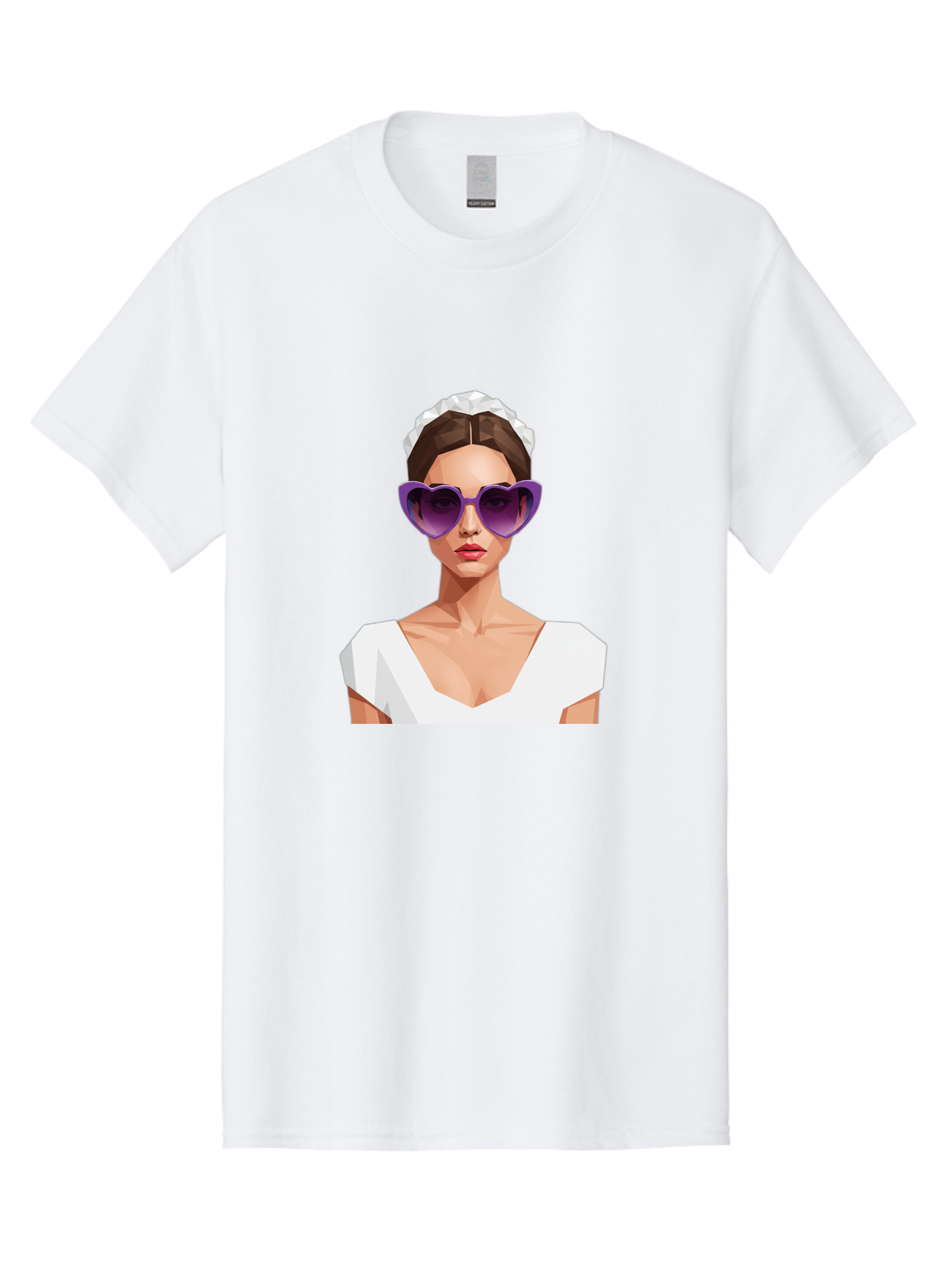 Woman-In-Sunglasses Men'S Graphic Tee, 100% Cotton, Comfortable Casual Summer Wear, Machine Washable, Fashionable Woman, Stylish Sunglasses, Elegant White Dress, Sophisticated Look, Trendy Accessories, Modern Fashion, Purple Shades, Bab592 12