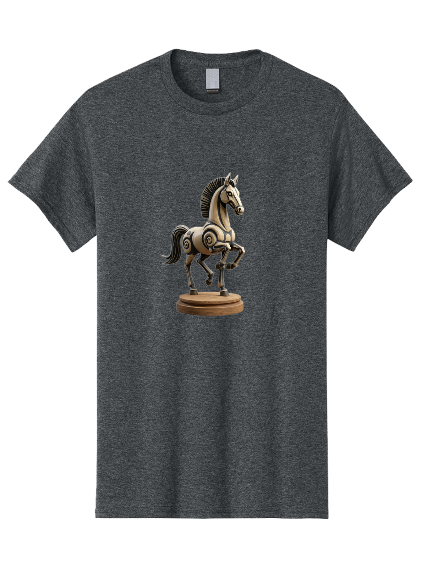 Wooden-Horse-Statue Men'S Graphic Tee, 100% Cotton, Comfortable Casual Summer Wear, Machine Washable, Mechanical Horse, Wooden Horse, Figurine, Horse Sculpture, Decorative Art, Spiral Patterns, Wooden Craftsmanship, Horse Figurine, Bab595 14