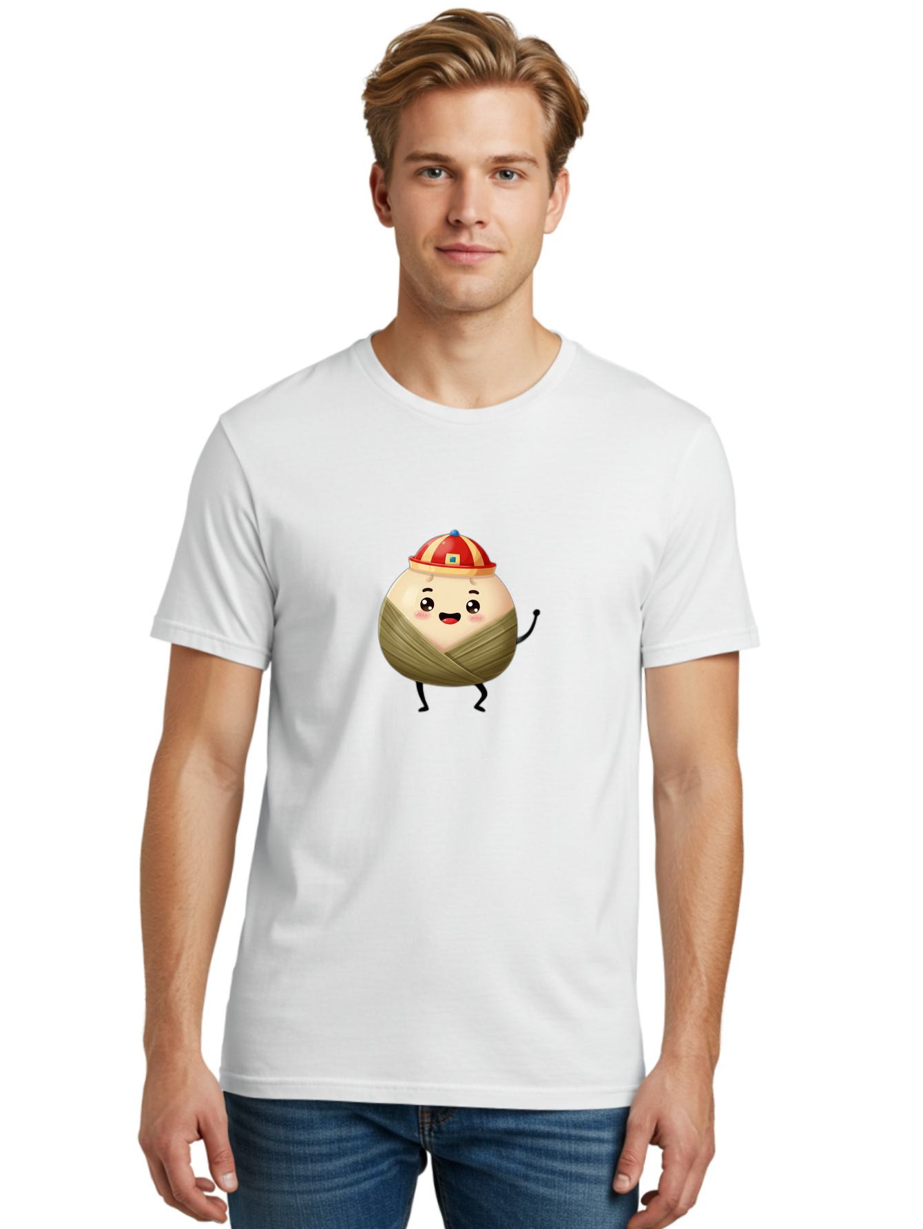 Xiaolongbao-1 Men'S Graphic Tee, 100% Cotton, Comfortable Casual Summer Wear, Machine Washable, Cartoon Dumpling, Steamed Bun, Happy Face, Kawaii Character, Chinese Food, Cute Illustration, Wrapped Dumpling, Smiling Face, Dumpling Character, Bab596 26