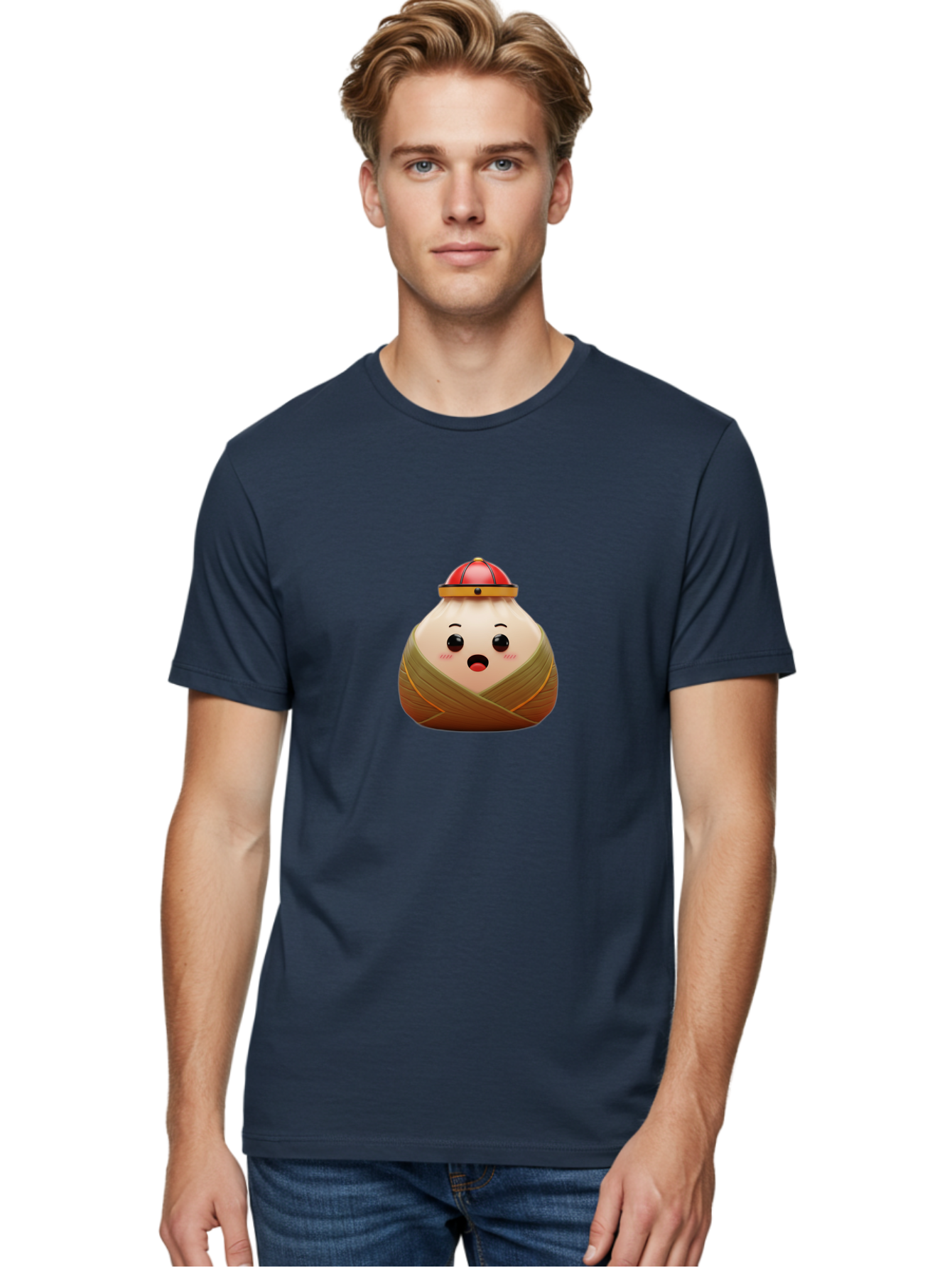 Xiaolongbao Men'S Graphic Tee, 100% Cotton, Comfortable Casual Summer Wear, Machine Washable, Cartoon Xiaolongbao, Chinese Dumpling, Steamed Bun, Surprised Expression, Adorable Character, Kawaii Food, Culinary Delight, Soup Dumpling Bab597 28