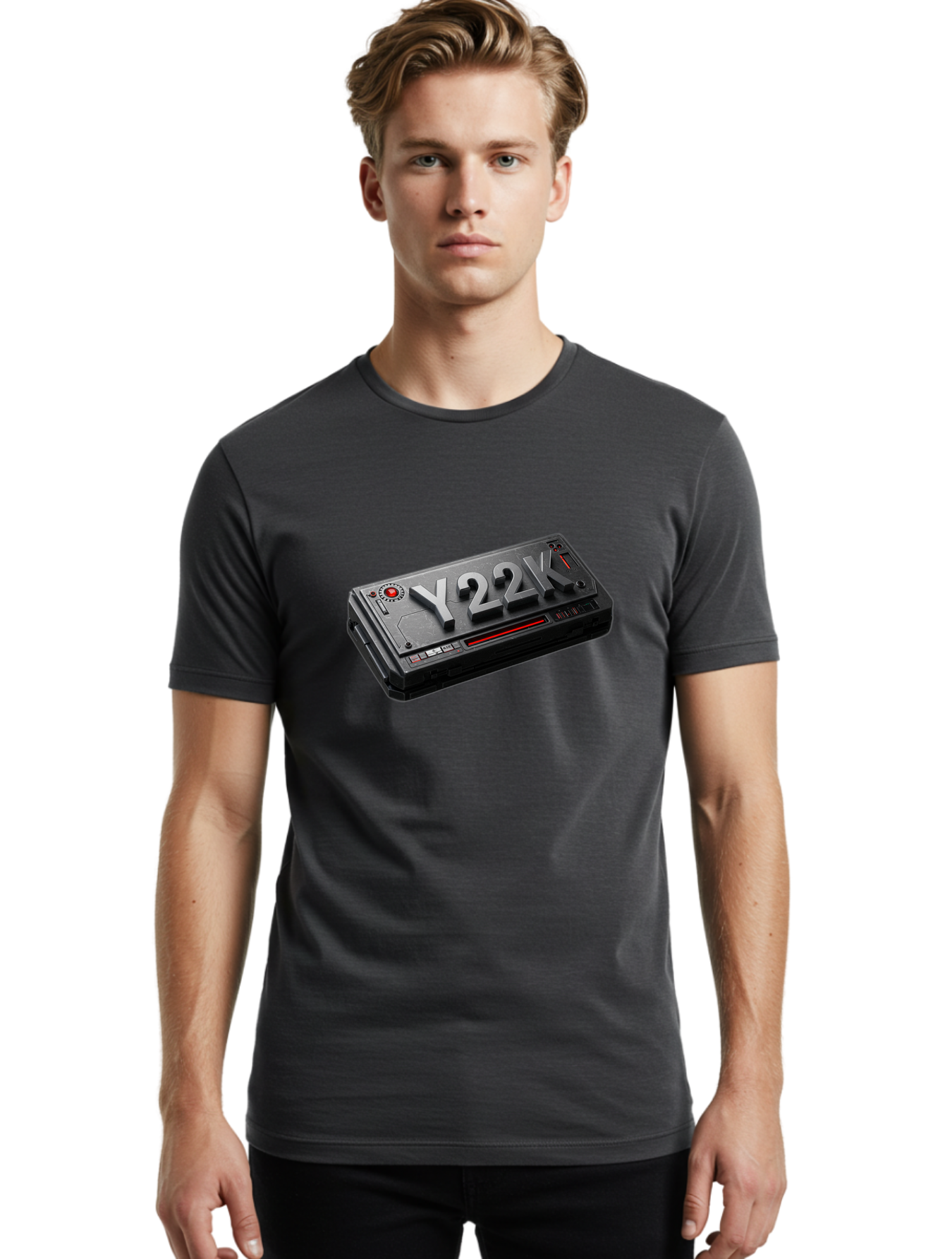 Y22K Men'S Graphic Tee, 100% Cotton, Comfortable Casual Summer Wear, Machine Washable, Futuristic Device, Y22K, Technology, Cyberpunk, Sleek Design, Metallic Surface, Red Accents, Futuristic Tech, Innovative Gadget, High-Tech Equipment, Bab598 24