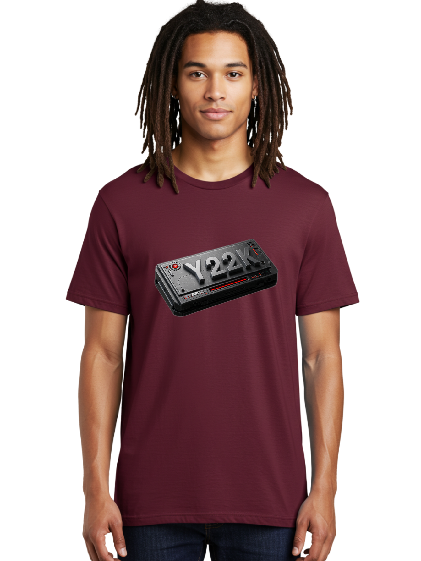Y22K Men'S Graphic Tee, 100% Cotton, Comfortable Casual Summer Wear, Machine Washable, Futuristic Device, Y22K, Technology, Cyberpunk, Sleek Design, Metallic Surface, Red Accents, Futuristic Tech, Innovative Gadget, High-Tech Equipment, Bab598 19