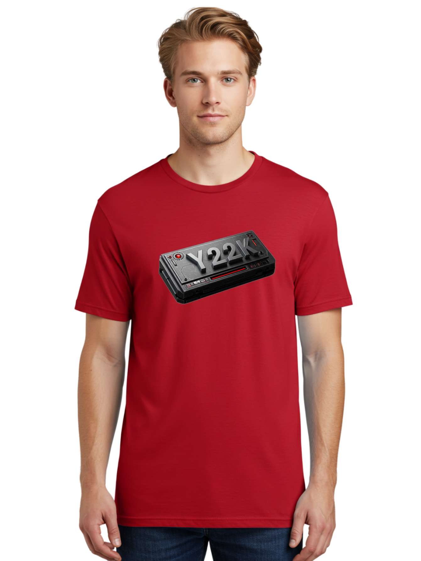Y22K Men'S Graphic Tee, 100% Cotton, Comfortable Casual Summer Wear, Machine Washable, Futuristic Device, Y22K, Technology, Cyberpunk, Sleek Design, Metallic Surface, Red Accents, Futuristic Tech, Innovative Gadget, High-Tech Equipment, Bab598 26
