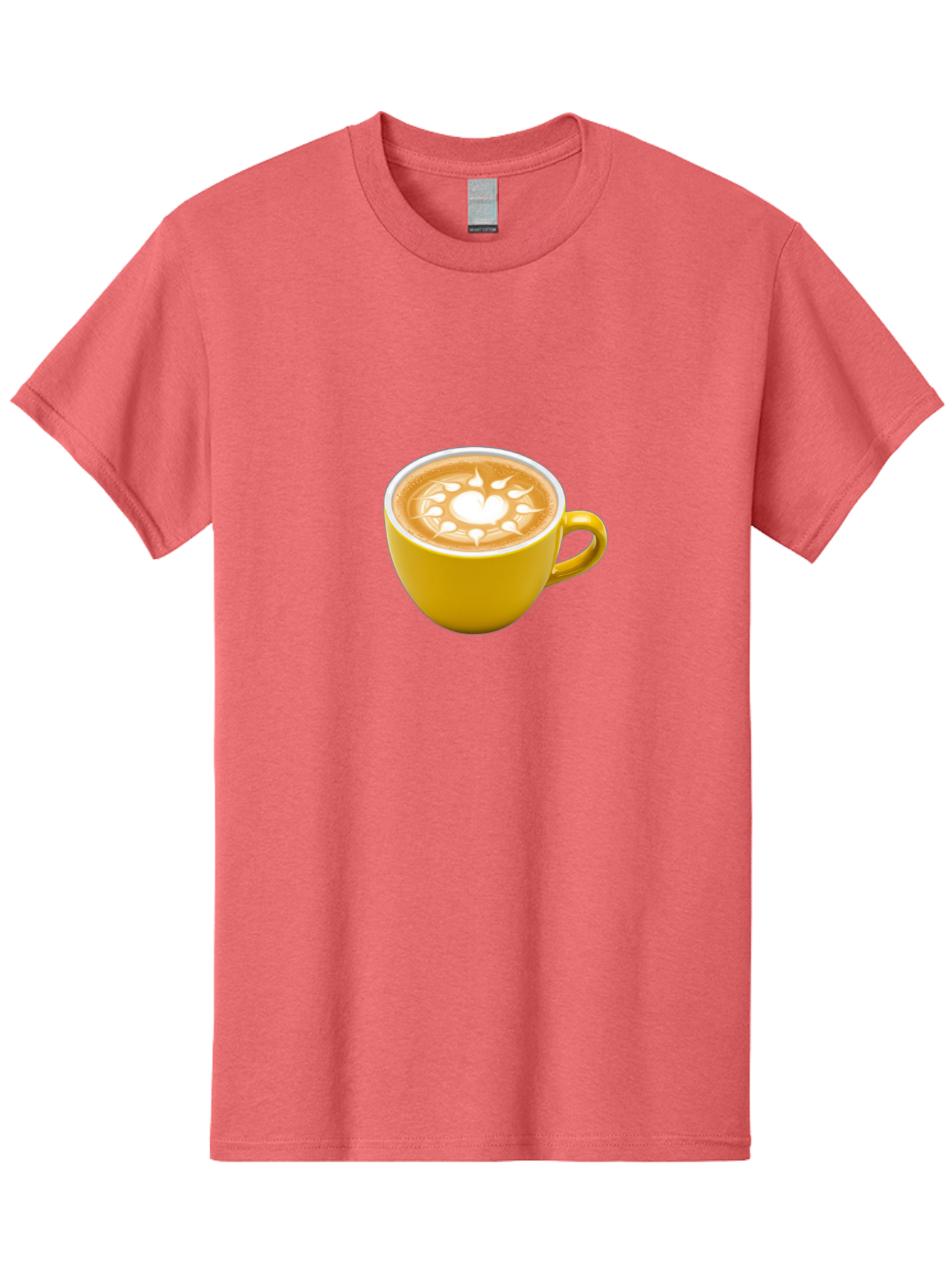 Yellow-Coffee-Cup Men'S Graphic Tee, 100% Cotton, Comfortable Casual Summer Wear, Machine Washable, Cappuccino Coffee, Latte Art, Yellow Mug, Coffee Drink, Foamy Texture, Sun Design, Heart-Shaped Pattern, Morning Coffee, Coffee Culture, Bab599 13