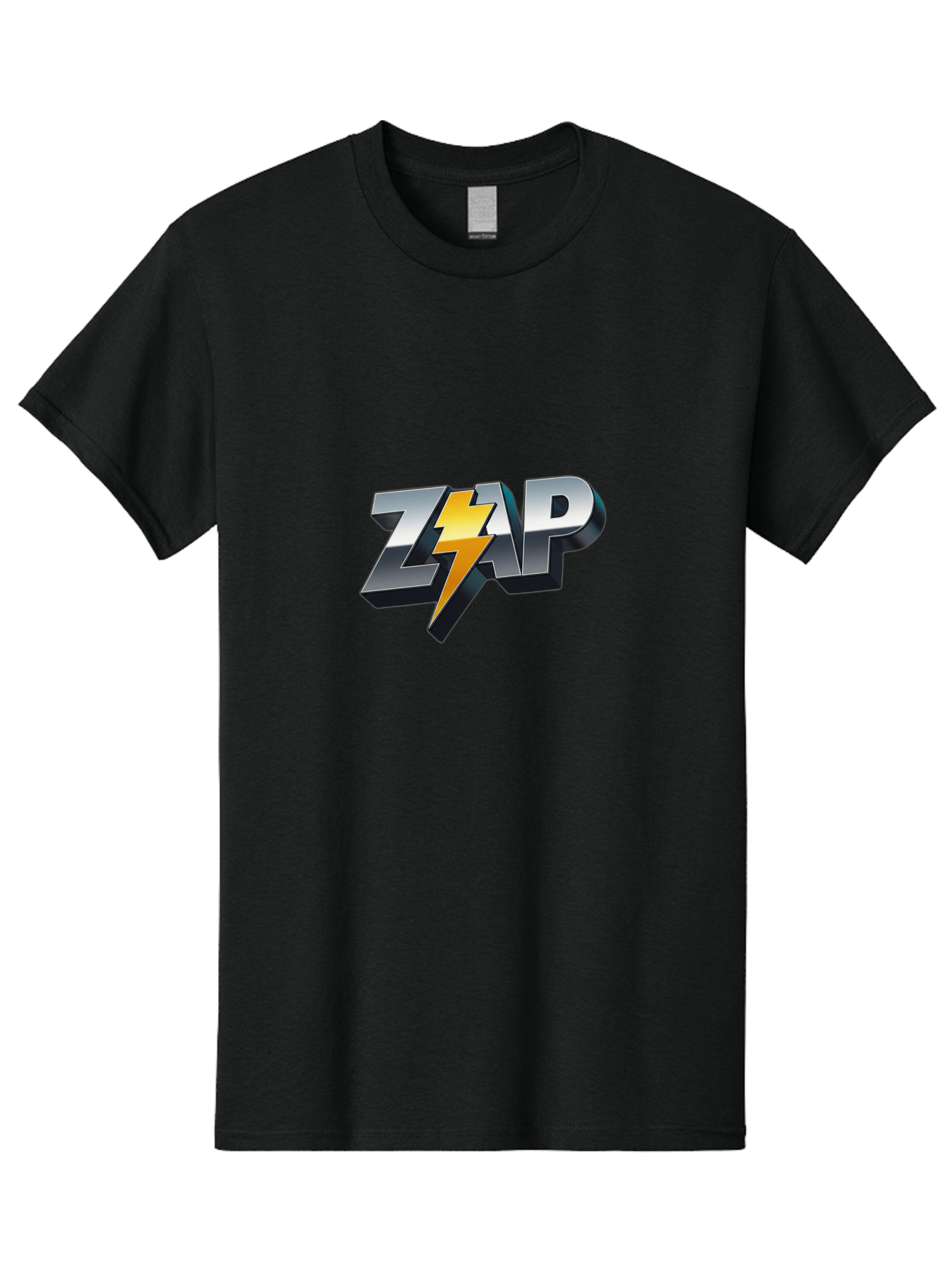 Zap Men'S Graphic Tee, 100% Cotton, Comfortable Casual Summer Wear, Machine Washable, Electrifying Logo, Bold Typography, Dynamic Design, Lightning Bolt, Modern Graphics, Energetic Vibe, Trendy Aesthetics, Silver And Gold Colors, 3D Effect, Bab600 6