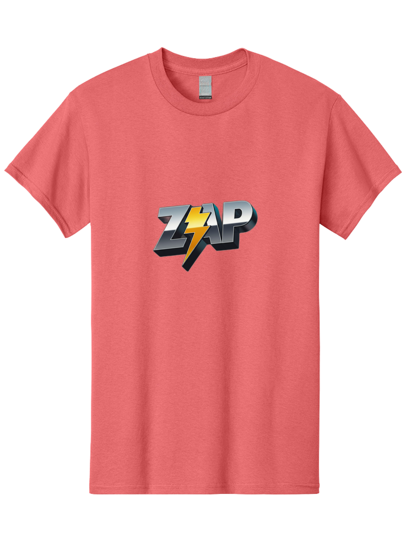 Zap Men'S Graphic Tee, 100% Cotton, Comfortable Casual Summer Wear, Machine Washable, Electrifying Logo, Bold Typography, Dynamic Design, Lightning Bolt, Modern Graphics, Energetic Vibe, Trendy Aesthetics, Silver And Gold Colors, 3D Effect, Bab600 15