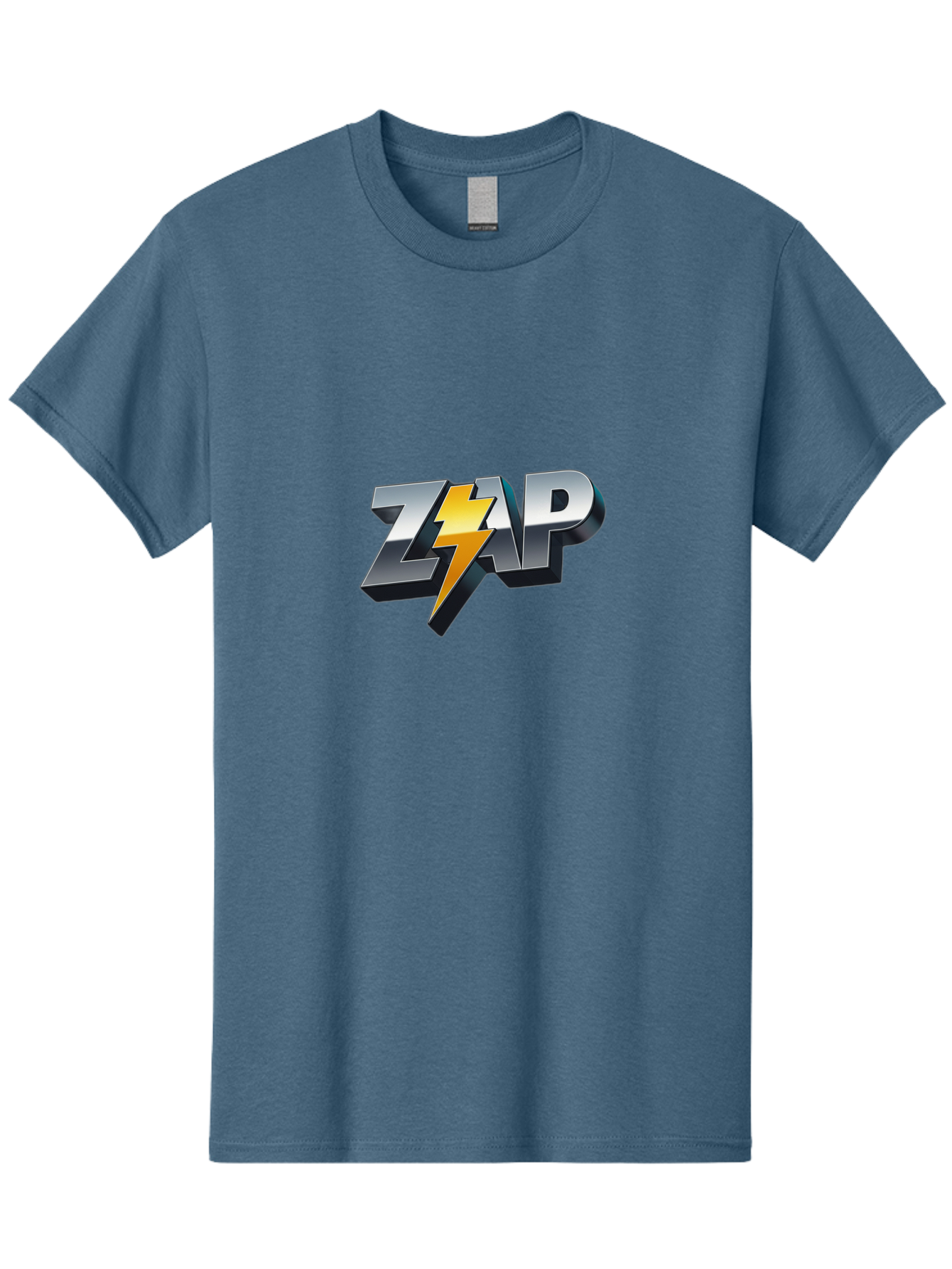 Zap Men'S Graphic Tee, 100% Cotton, Comfortable Casual Summer Wear, Machine Washable, Electrifying Logo, Bold Typography, Dynamic Design, Lightning Bolt, Modern Graphics, Energetic Vibe, Trendy Aesthetics, Silver And Gold Colors, 3D Effect, Bab600 8